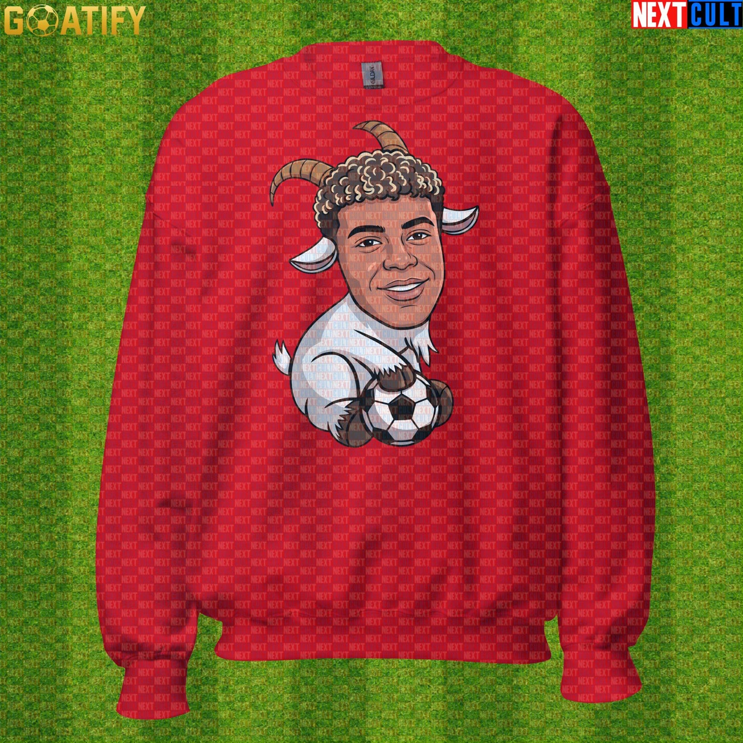 Lamine Yamal Sweatshirt – Young GOAT Football Crewneck Gift for Barcelona Supporters Red Next Cult Brand