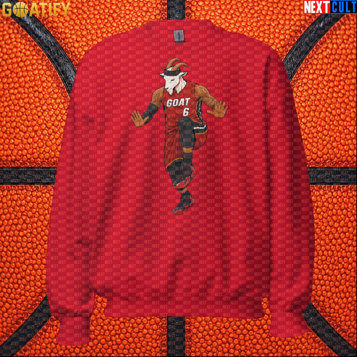 LeBron James Sweatshirt – Miami Heat GOAT Crewneck Gift for Retro NBA Basketball Fans Red Next Cult Brand