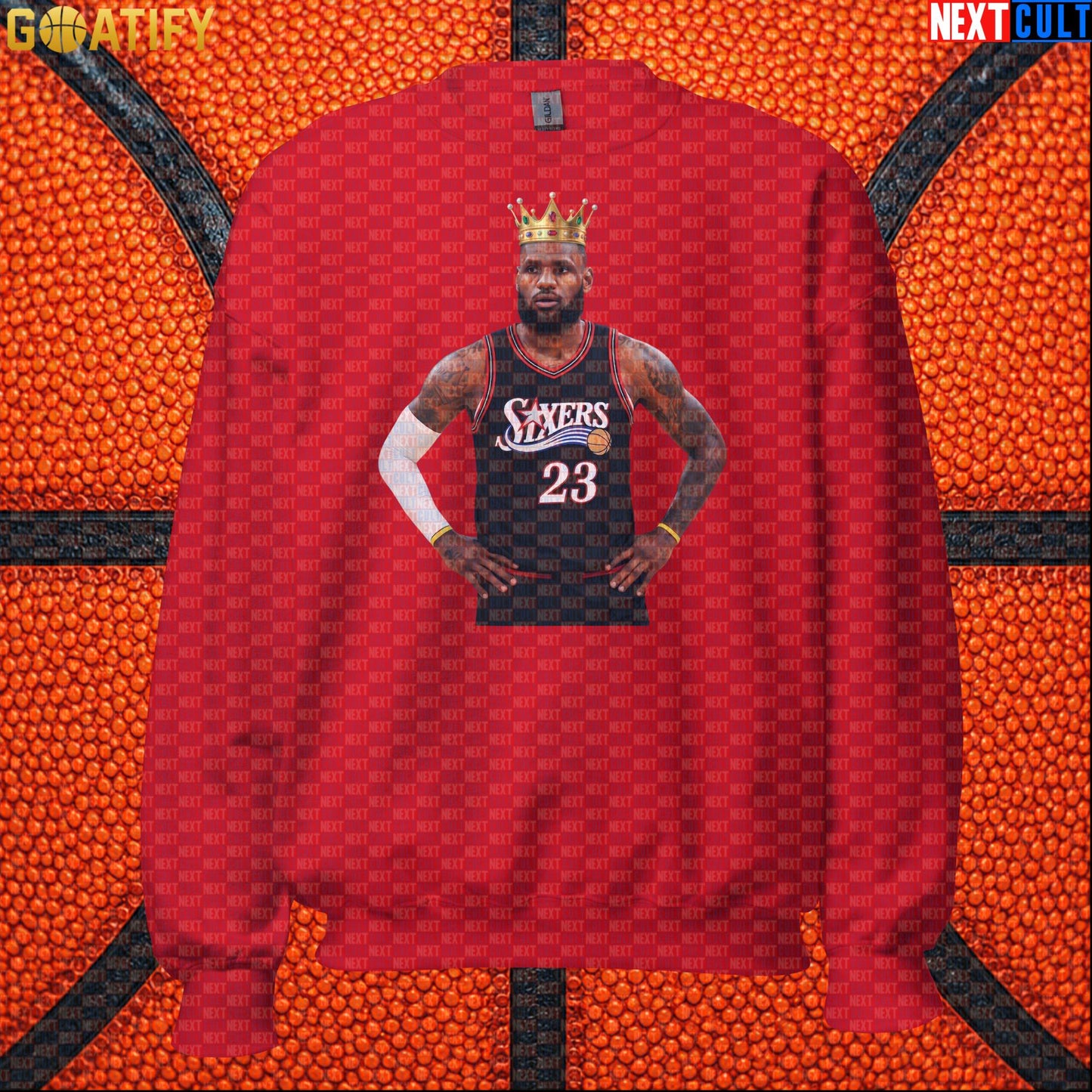 LeBron James Sweatshirt – King of Philly 76ers Basketball Crewneck for NBA Fans & Gifts |  | ["Basketball", "LeBron James", "NBA", "Philadelphia 76ers"]