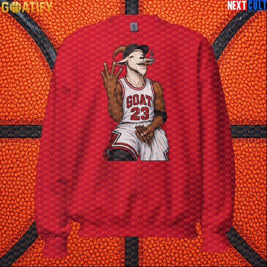 Michael Jordan Sweatshirt – GOAT Cigar Celebration Crewneck for Chicago Bulls Fans Red Sweatshirts Next Cult Brand