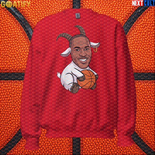 Michael Jordan Sweatshirt - GOAT Chicago Bulls Basketball Crewneck Gift for Jordan NBA Fans Red Sweatshirts Next Cult Brand
