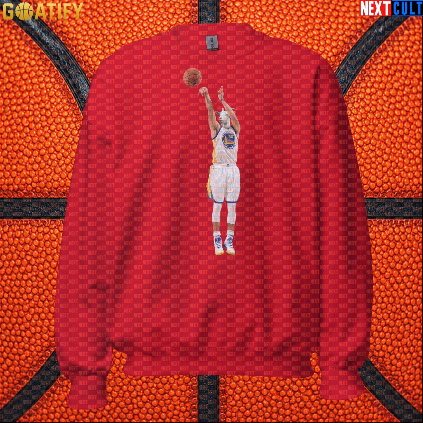 Sweatshirt Stephen Curry GOAT 3 Pointer Crewneck for Warriors Fans NBA Basketball Gift Red Sweatshirts Next Cult Brand