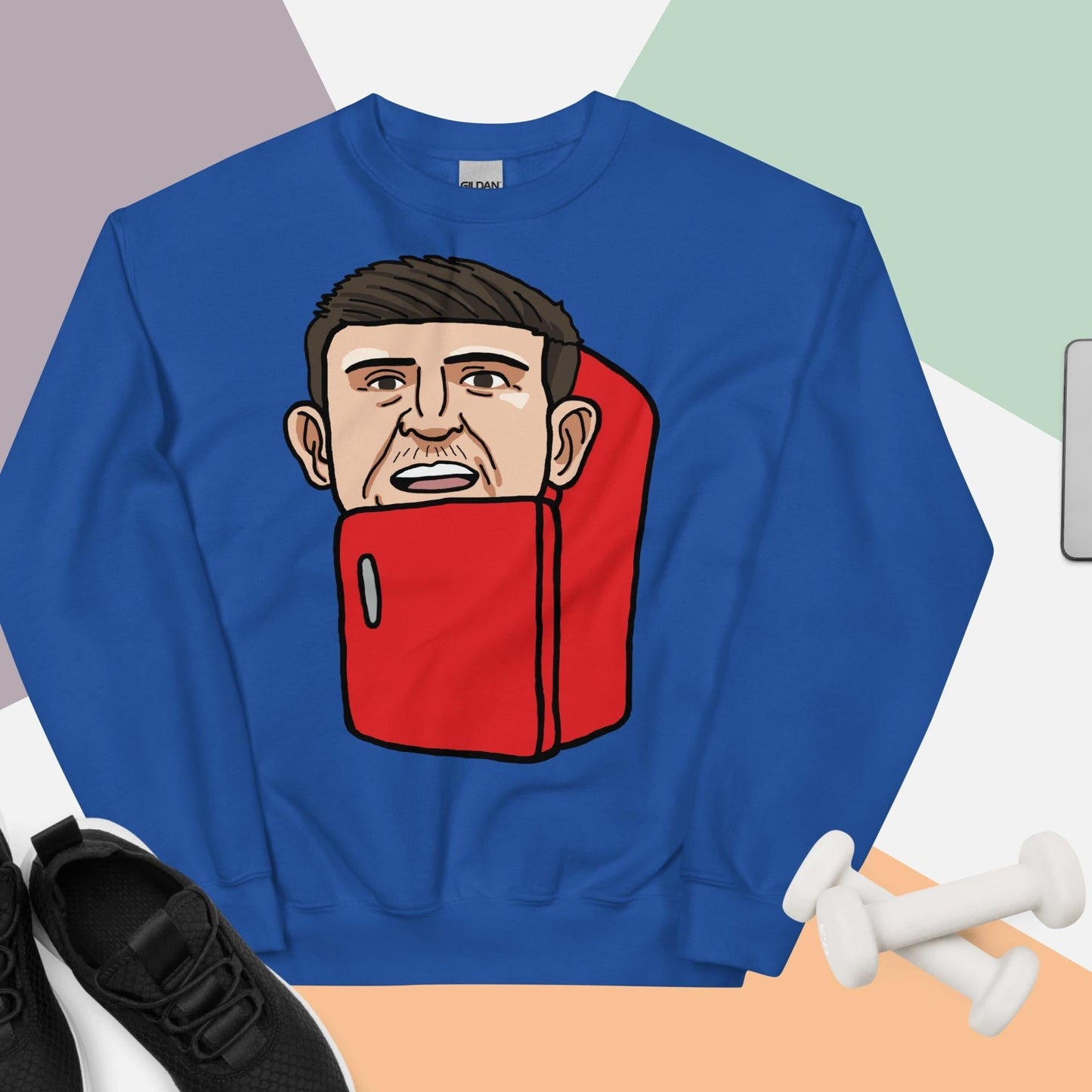 Harry ''The Fridge'' Maguire Unisex Sweatshirt, With Name & Number Royal Sweatshirts Football Harry Maguire Manchester United The Fridge Next Cult Brand