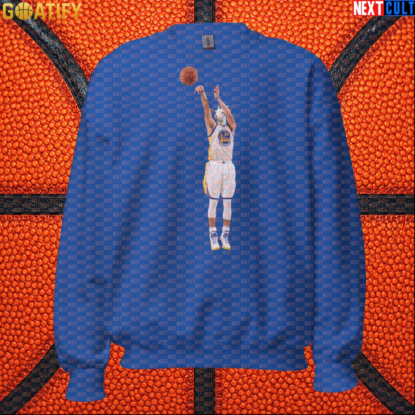 Sweatshirt Stephen Curry GOAT 3 Pointer Crewneck for Warriors Fans NBA Basketball Gift Royal Sweatshirts Next Cult Brand