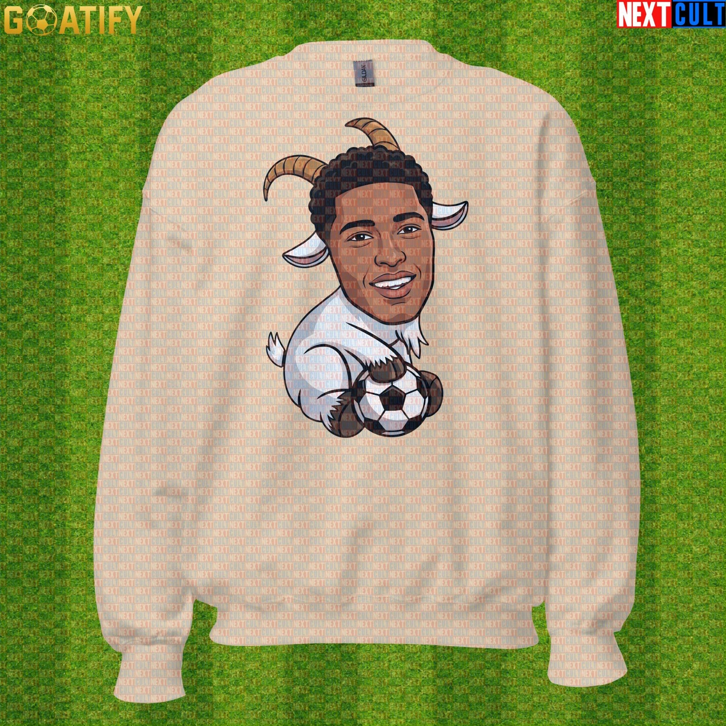 Jude Bellingham Sweatshirt – GOAT Football Crewneck for Madrid and England Supporters |  | ["Borussia Dortmund", "England", "Football", "Jude Bellingham", "Real Madrid", "Soccer"]
