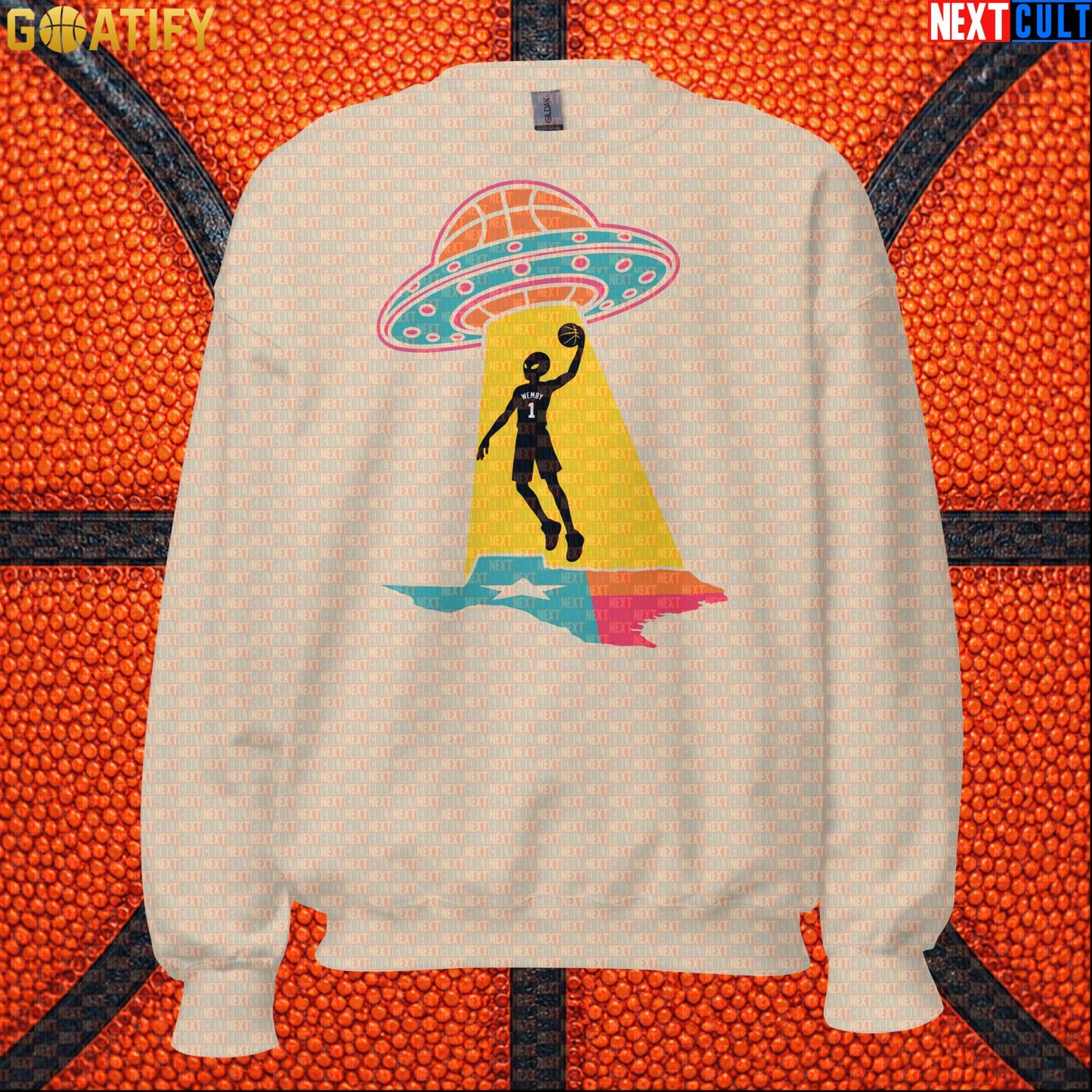 Basketball Sweatshirt Alien Wemby UFO Abduction Design for Spurs Fans and Winter Game Days |  | ["Basketball", "France", "NBA", "San Antonio Spurs", "Victor Wembanyama", "Wemby"]
