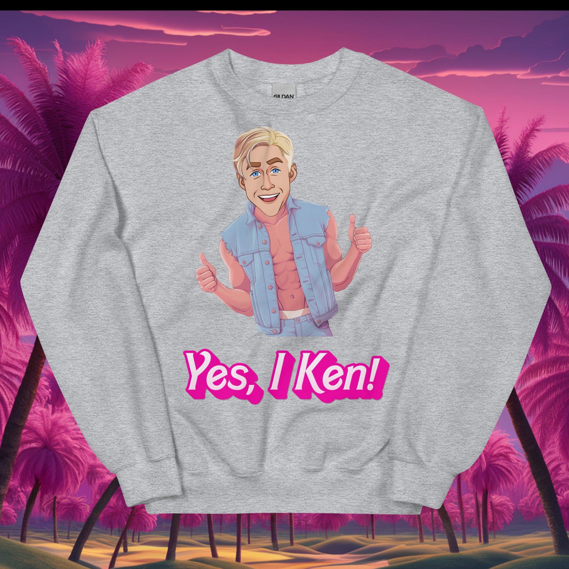 Yes I Ken Yes I can Ryan Gosling Ken Barbie Movie Unisex Sweatshirt Sport Grey Sweatshirts Barbie Celebrities Ken Movies Ryan Gosling Next Cult Brand