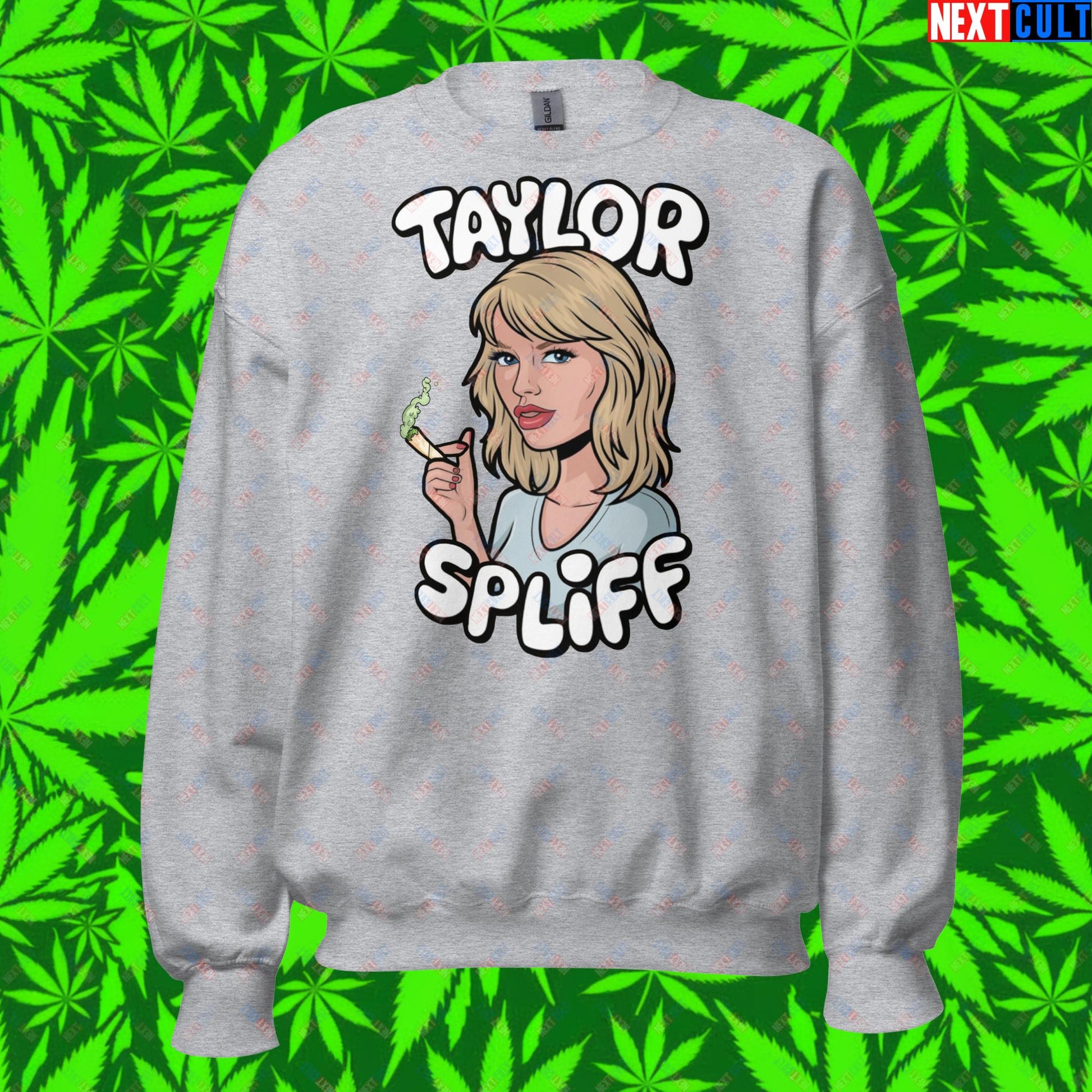 Taylor Spliff Pop Music Star Pothead Stoner Funny Weed Meme Unisex Sweatshirt Sport Grey Sweatshirts Music Weed Next Cult Brand