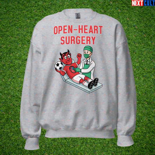 Ralf Rangnick "United Need Open Heart Surgery" Sweatshirt - Manchester United Fan Protest Jumper - Lazy Players Out, Proper Structure In, Remove Owners - Funny Football Meme Gift Unisex Sweatshirt Sport Grey Sweatshirts Football GlazersOut Manchester United RatcliffeOut Next Cult Brand