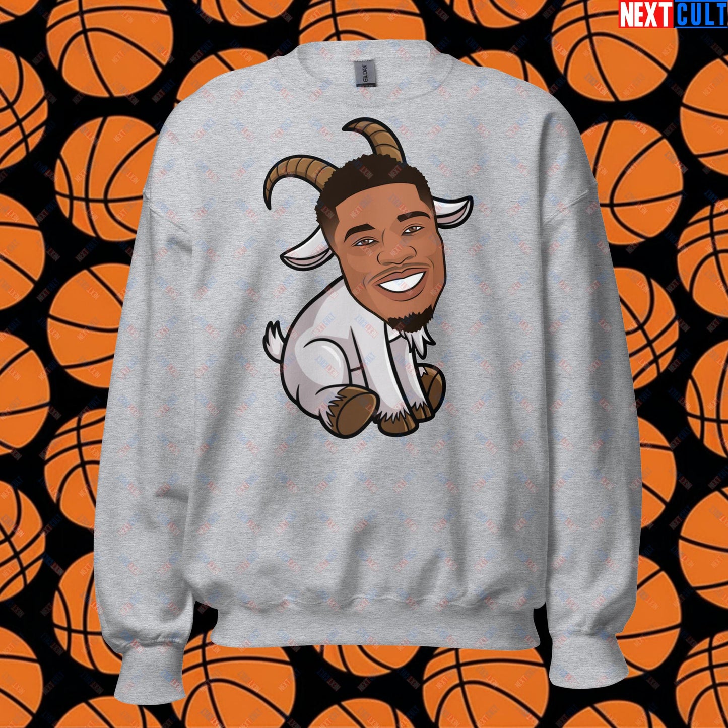 Giannis Antetokounmpo G.O.A.T. Sweatshirt - Funny Basketball Meme Jumper - Greatest of All Time Pullover for Basketball Fans - Perfect Gift for Giannis Fans Unisex Sweatshirt Sport Grey Sweatshirts Basketball G.O.A.T. Giannis Antetokounmpo Milwaukee Bucks NBA Next Cult Brand