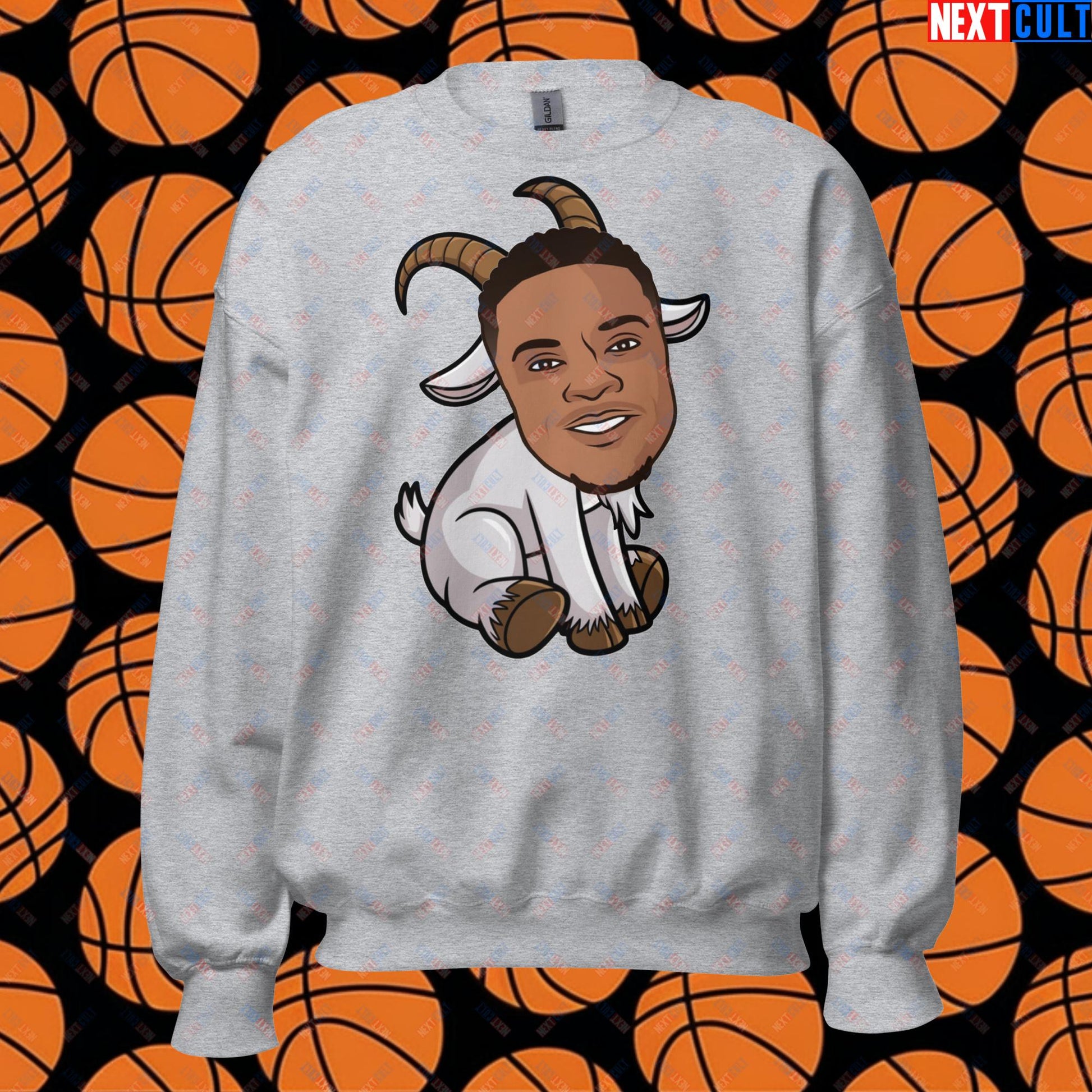 Russell Westbrook G.O.A.T. Sweatshirt - Funny Basketball Meme Jumper - Greatest of All Time Pullover for Basketball Fans - Perfect Gift for Westbrook Fans Unisex Sweatshirt Sport Grey Sweatshirts Basketball Denver Nuggets G.O.A.T. NBA Oklahoma City Thunder Russell Westbrook Next Cult Brand