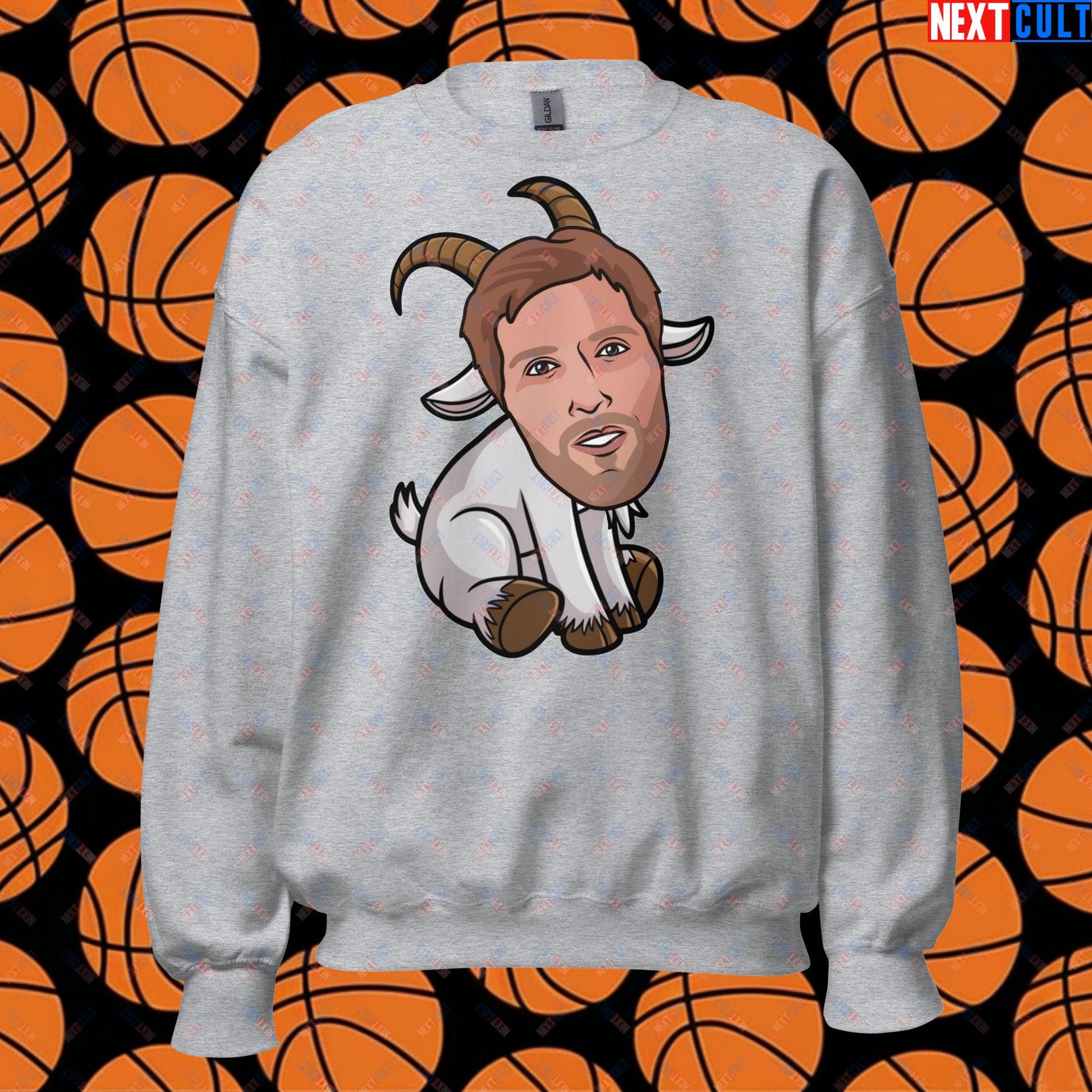 Dirk Nowitzki G.O.A.T. Sweatshirt - Funny Basketball Meme Jumper - Greatest of All Time Pullover for Basketball Fans - Perfect Gift for Dirk Nowitzki Fans Unisex Sweatshirt Sport Grey Sweatshirts Basketball Dallas Mavericks Dirk Nowitzki G.O.A.T. NBA Next Cult Brand