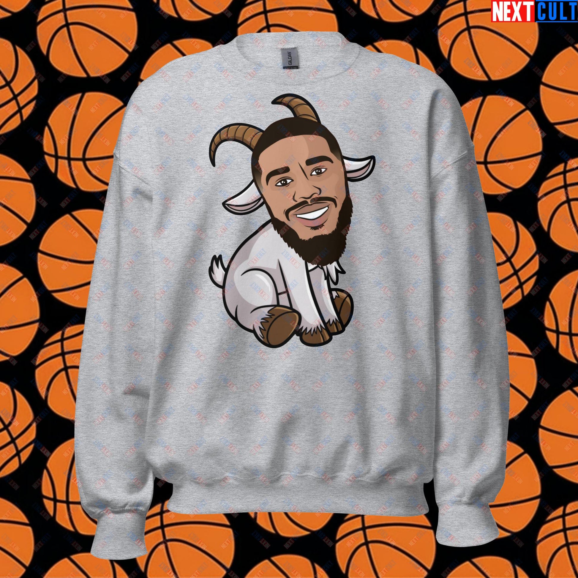 Jayson Tatum G.O.A.T. Sweatshirt - Funny Basketball Meme Jumper - Greatest of All Time Pullover for Celtics Fans - Perfect Gift for Jayson Tatum Fans Unisex Sweatshirt Sport Grey Sweatshirts Basketball Boston Celtics G.O.A.T. Jayson Tatum NBA Next Cult Brand