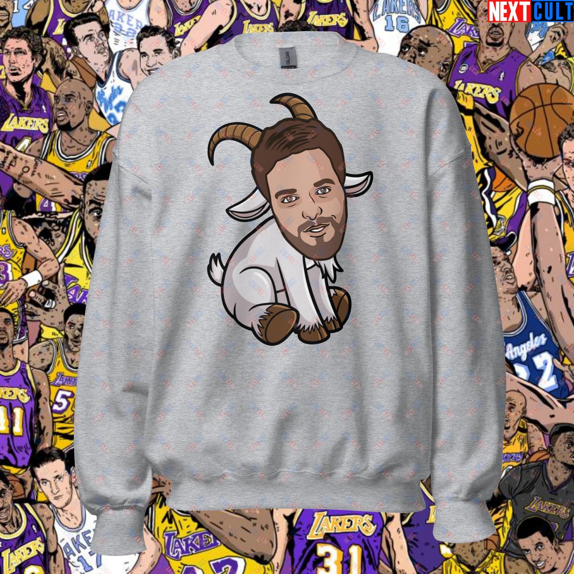 Pau Gasol G.O.A.T. Sweatshirt - Funny Basketball Meme Jumper - Greatest of All Time Pullover for Basketball Fans - Perfect Gift for Pau Gasol Fans Unisex Sweatshirt Sport Grey Sweatshirts Basketball G.O.A.T. Los Angeles Lakers NBA Pau Gasol Next Cult Brand