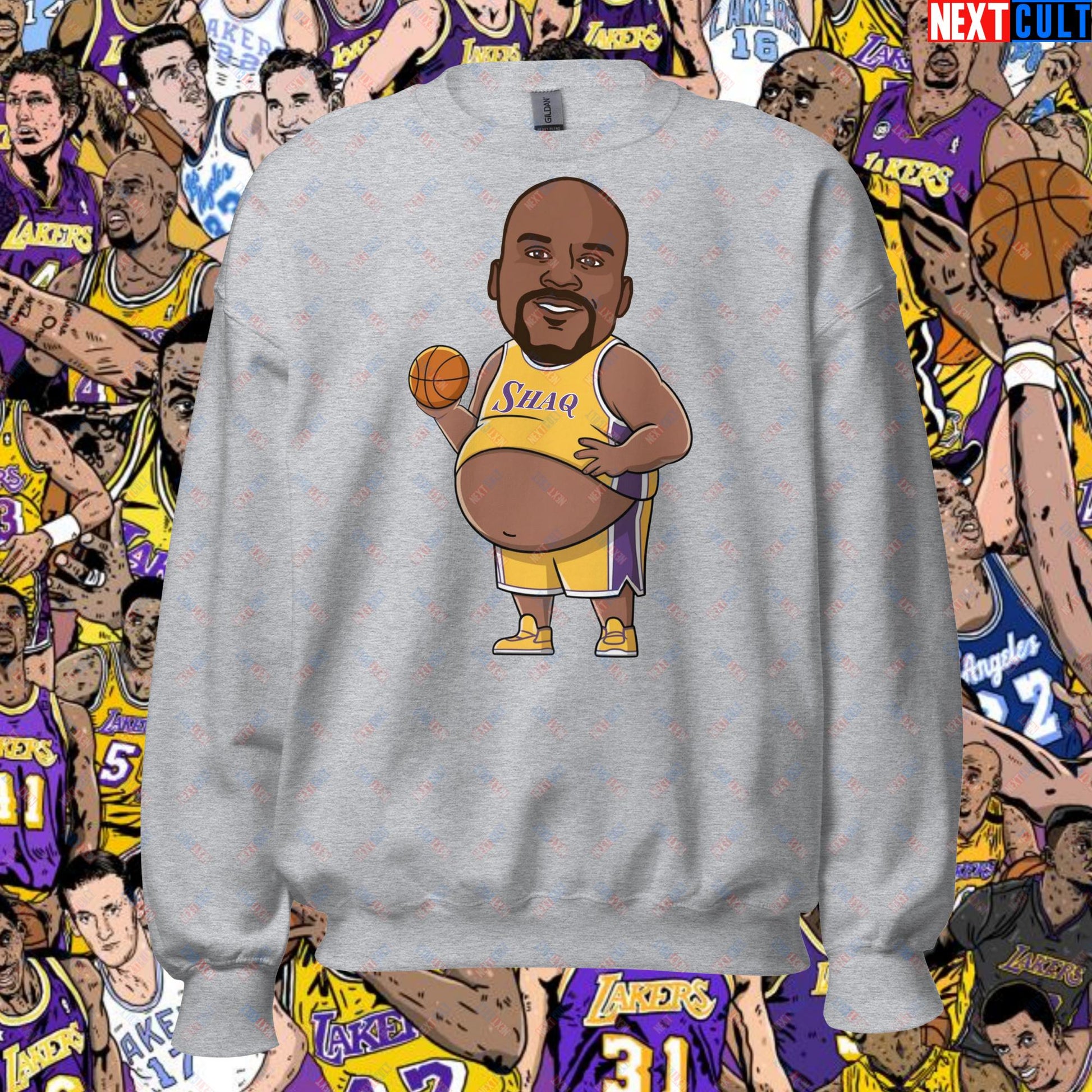 Fat Shaq Funny Basketball Meme Sweatshirt - Big Shaq Dominance Pullover for Basketball Fans - Perfect Gift for Shaq Fans Unisex Sweatshirt Sport Grey Sweatshirts Basketball Los Angeles Lakers NBA Shaq Next Cult Brand