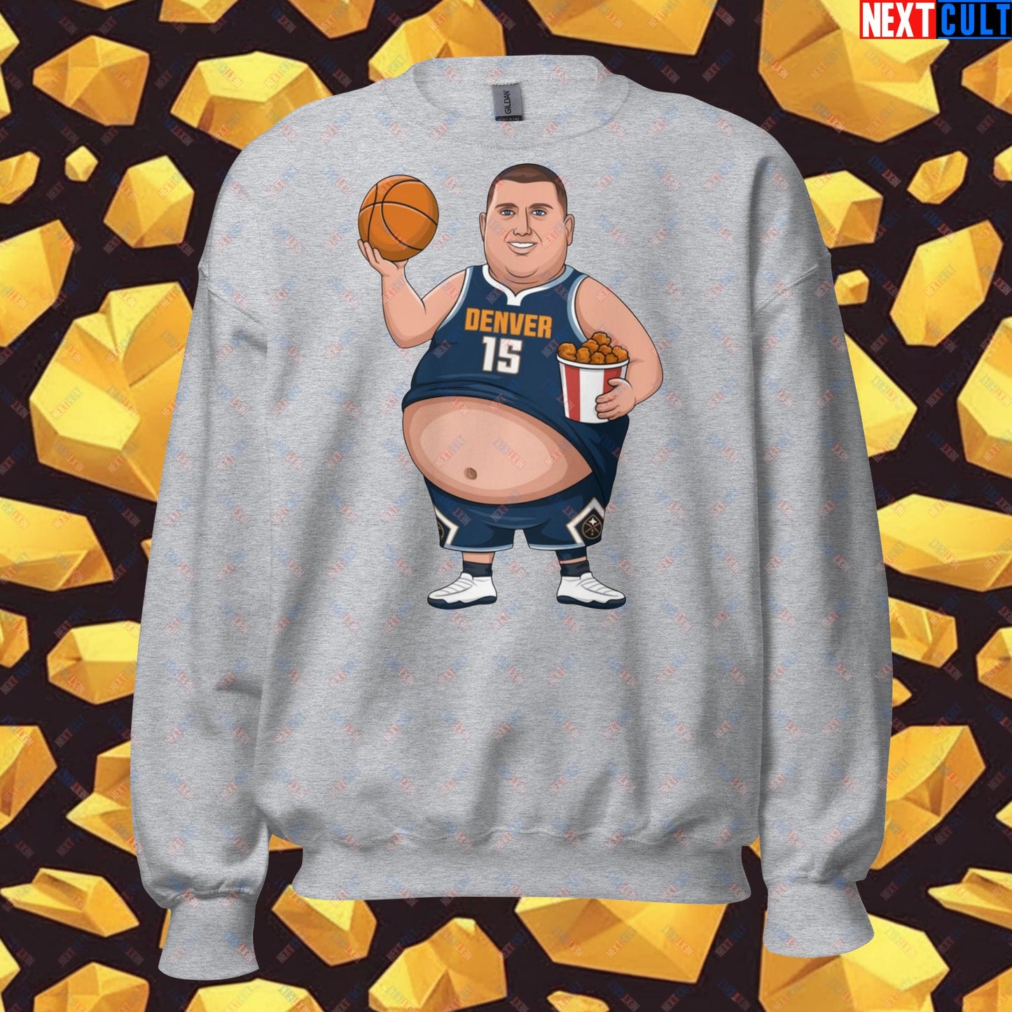 Fat Jokic Denver Nuggets Sweatshirt - Funny Basketball Meme Jumper - Big Jokic Dominance Pullover for Basketball Fans - Perfect Gift for Jokic Fans Unisex Sweatshirt Sport Grey Sweatshirts Basketball Denver Nuggets NBA Nikola Jokic Next Cult Brand