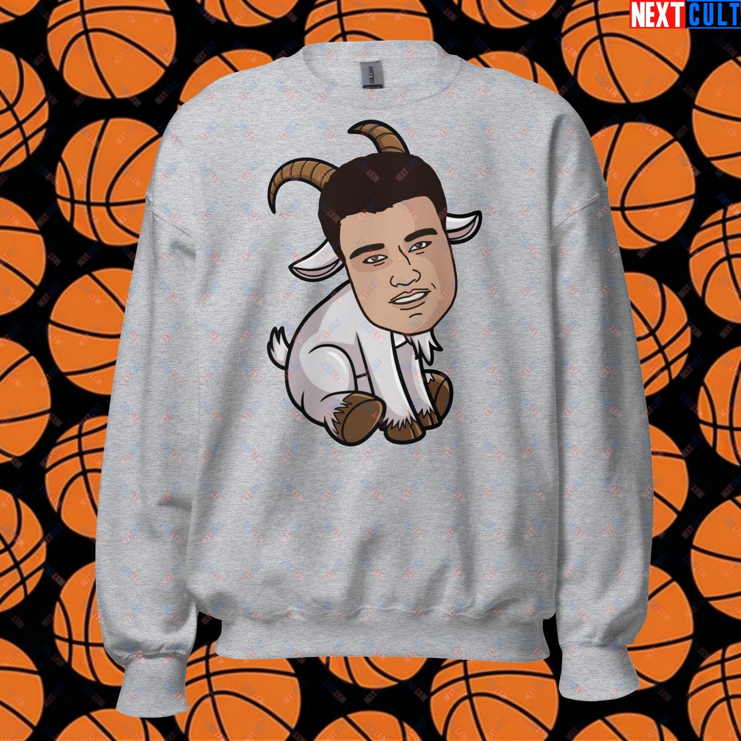 Yao Ming GOAT Sweatshirt - Funny Basketball Meme Jumper - Greatest of All Time Pullover for Houston Rockets Fans - Perfect Gift for Yao Ming Fans Unisex Sweatshirt Sport Grey Sweatshirts Basketball G.O.A.T. Houston Rockets NBA Yao Ming Next Cult Brand