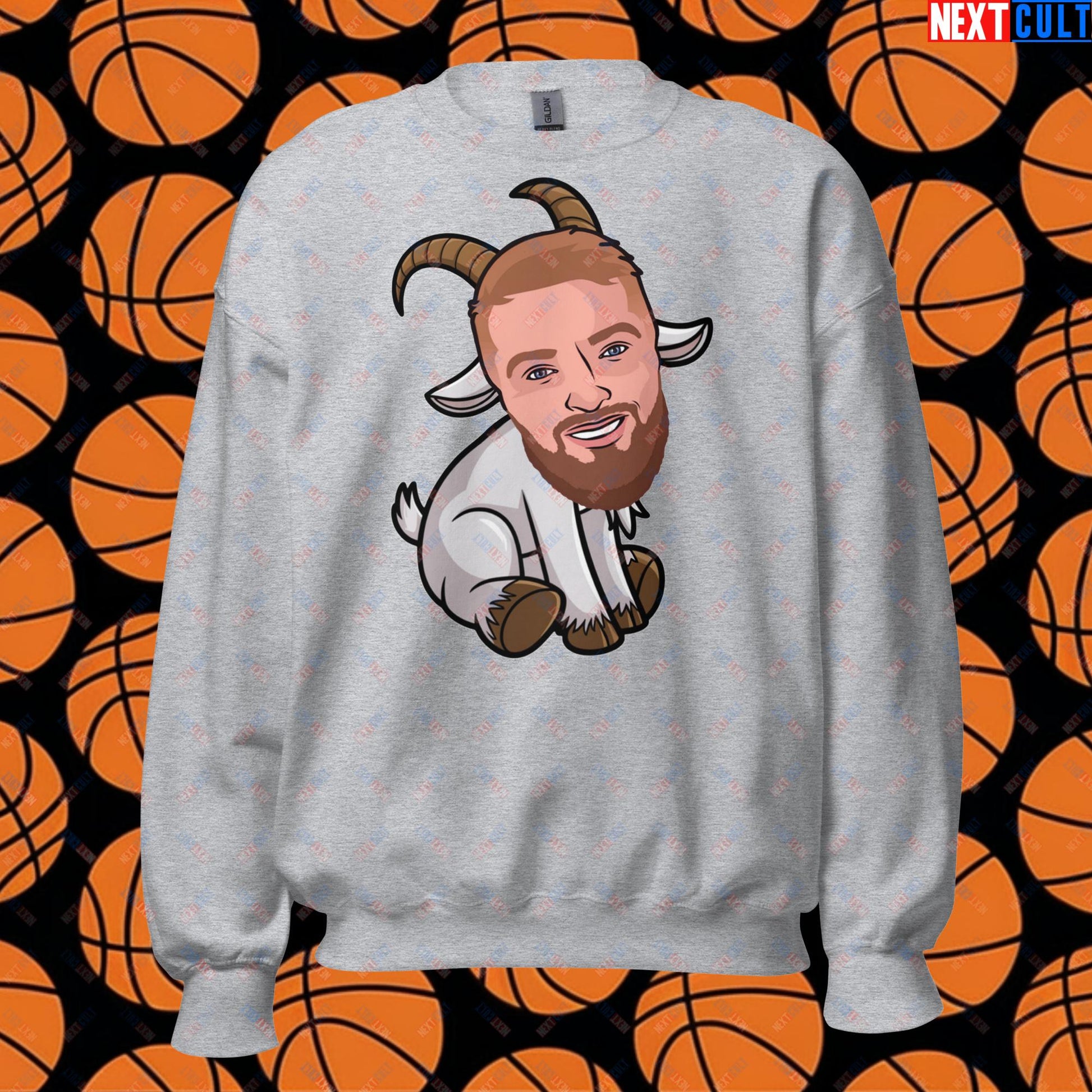 Domantas Sabonis GOAT Sweatshirt - Funny Basketball Meme Jumper - Greatest of All Time Pullover for Sacramento Kings and Lithuania Fans - Perfect Gift for Basketball Lovers Unisex Sweatshirt Sport Grey Sweatshirts Basketball Domantas Sabonis G.O.A.T. NBA Sacramento Kings Next Cult Brand