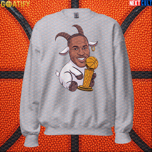 Michael Jordan Sweatshirt – GOAT 6 Rings Chicago Bulls Basketball Crewneck for NBA Fans Sport Grey Sweatshirts Next Cult Brand