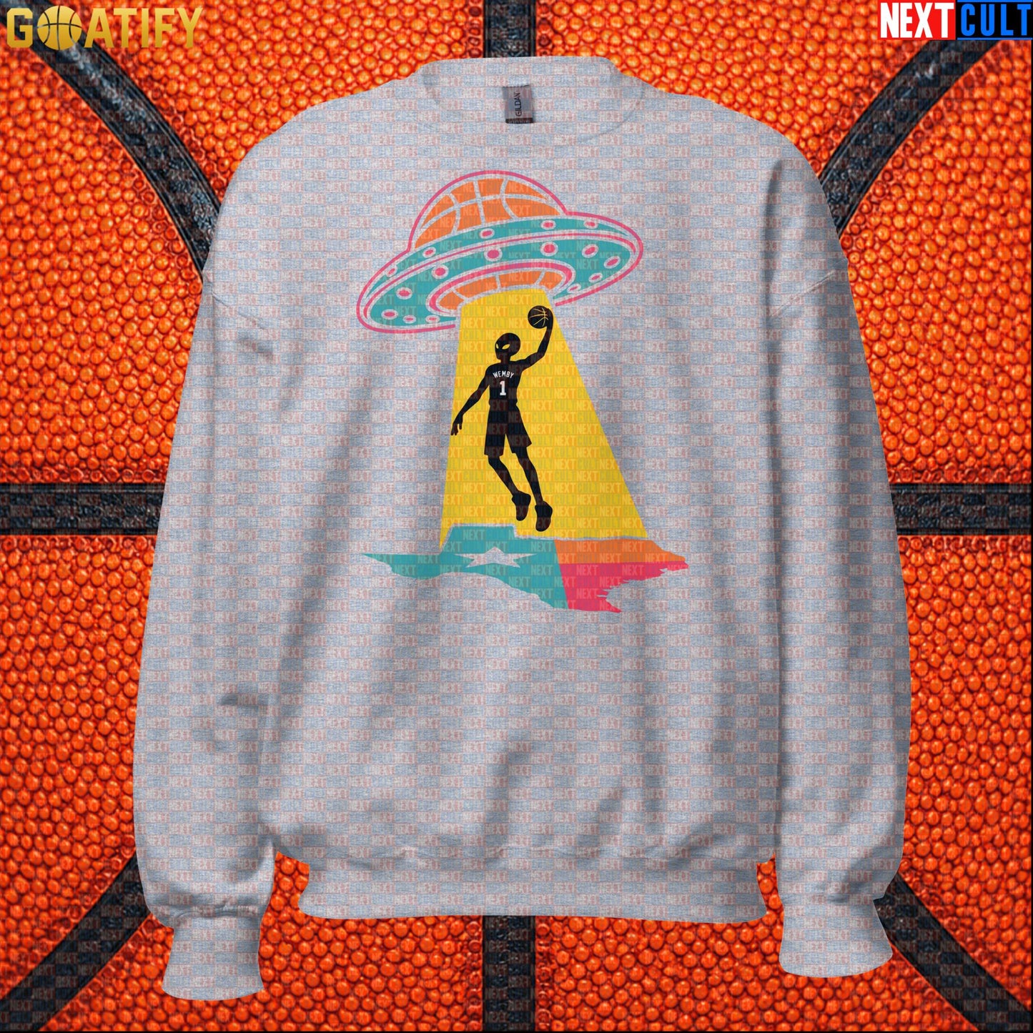 Basketball Sweatshirt Alien Wemby UFO Abduction Design for Spurs Fans and Winter Game Days |  | ["Basketball", "France", "NBA", "San Antonio Spurs", "Victor Wembanyama", "Wemby"]