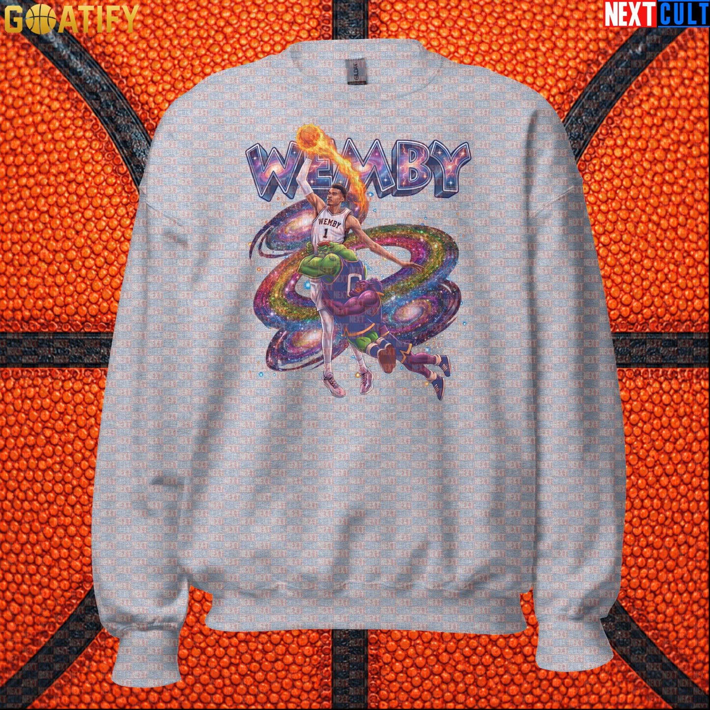 Basketball Sweatshirt Victor Wembanyama Cosmic Dunk for Spurs Fans and Space Jam Lovers |  | ["Basketball", "France", "NBA", "San Antonio Spurs", "Victor Wembanyama", "Wemby"]