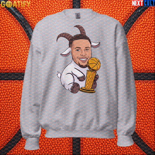 Basketball Sweatshirt Stephen Curry GOAT Champion Crewneck for Warriors Fans & NBA Gifts | Sweatshirts | ["Basketball", "Golden State Warriors", "NBA", "NCB", "Stephen Curry"]
