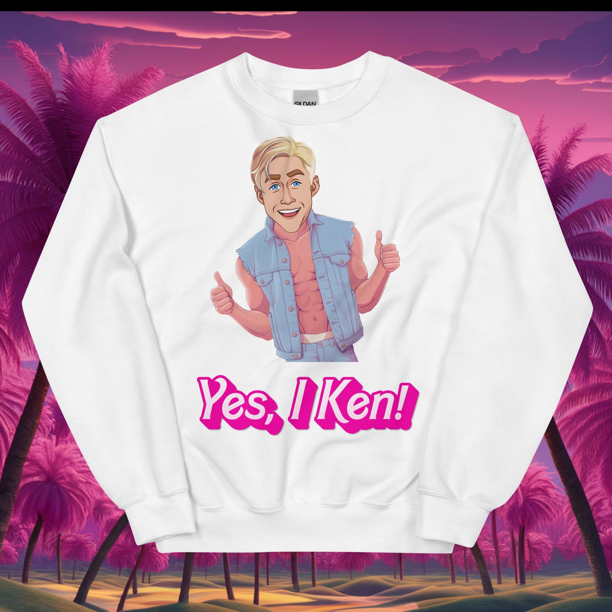 Yes I Ken Yes I can Ryan Gosling Ken Barbie Movie Unisex Sweatshirt White Sweatshirts Barbie Celebrities Ken Movies Ryan Gosling Next Cult Brand