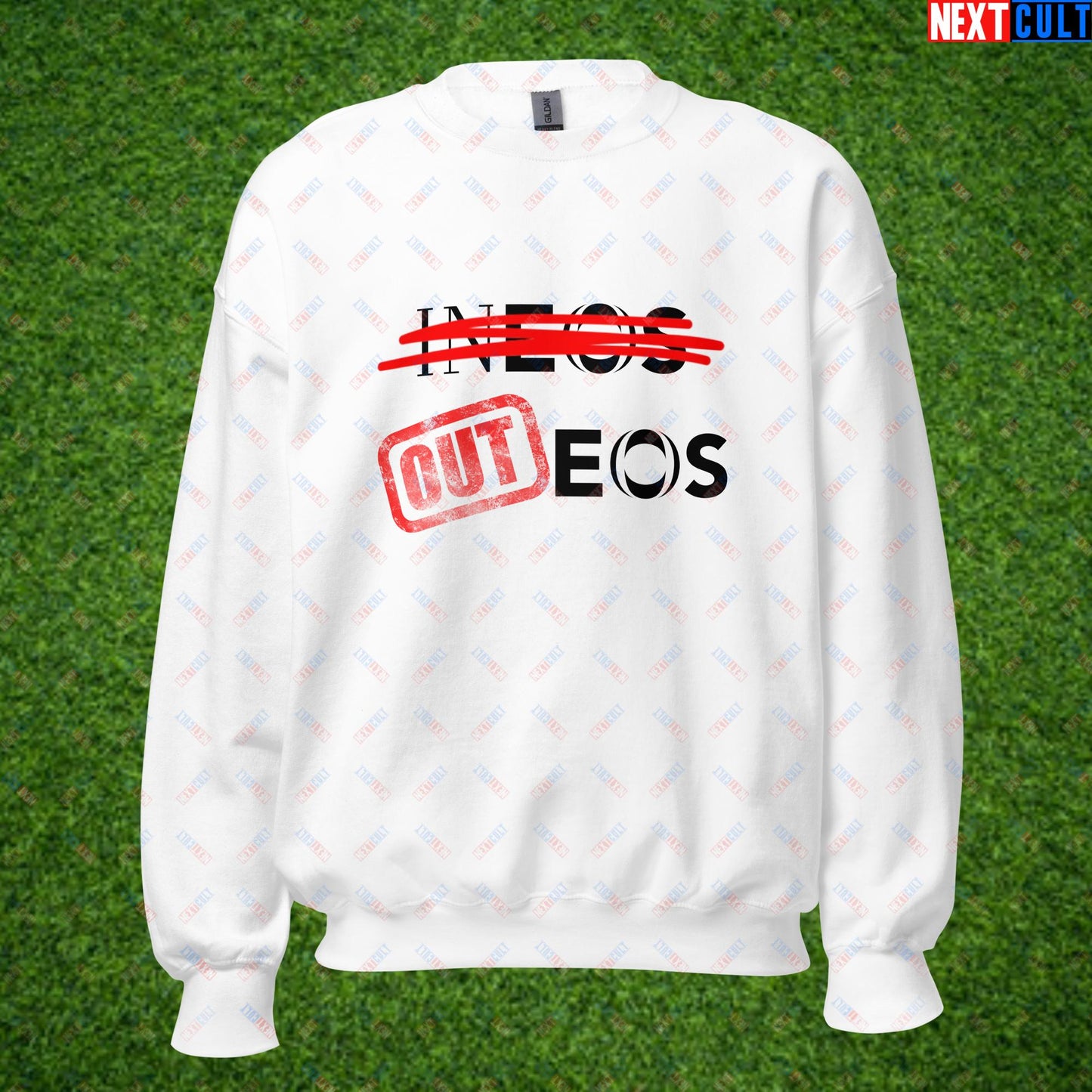 Stop INEOS, OUTEOS Manchester United Supporter Protest Against Glazers, Ineos and Ratcliffe Unisex Sweatshirt White Sweatshirts Football GlazersOut Manchester United RatcliffeOut Next Cult Brand