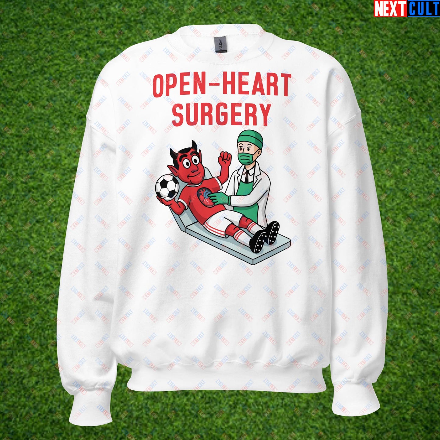 Ralf Rangnick "United Need Open Heart Surgery" Sweatshirt - Manchester United Fan Protest Jumper - Lazy Players Out, Proper Structure In, Remove Owners - Funny Football Meme Gift Unisex Sweatshirt White Sweatshirts Football GlazersOut Manchester United RatcliffeOut Next Cult Brand