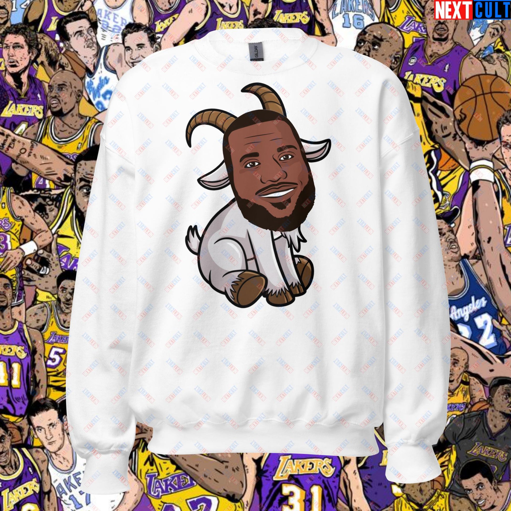 LeBron James G.O.A.T. Sweatshirt - Greatest of All Time Basketball Pullover - Settle the Debate NBA Meme Sweatshirt for Fans - Perfect Gift for Basketball Lovers Unisex Sweatshirt White Sweatshirts Basketball Cleveland Cavaliers G.O.A.T. LeBron James Los Angeles Lakers Miami Heat NBA Next Cult Brand