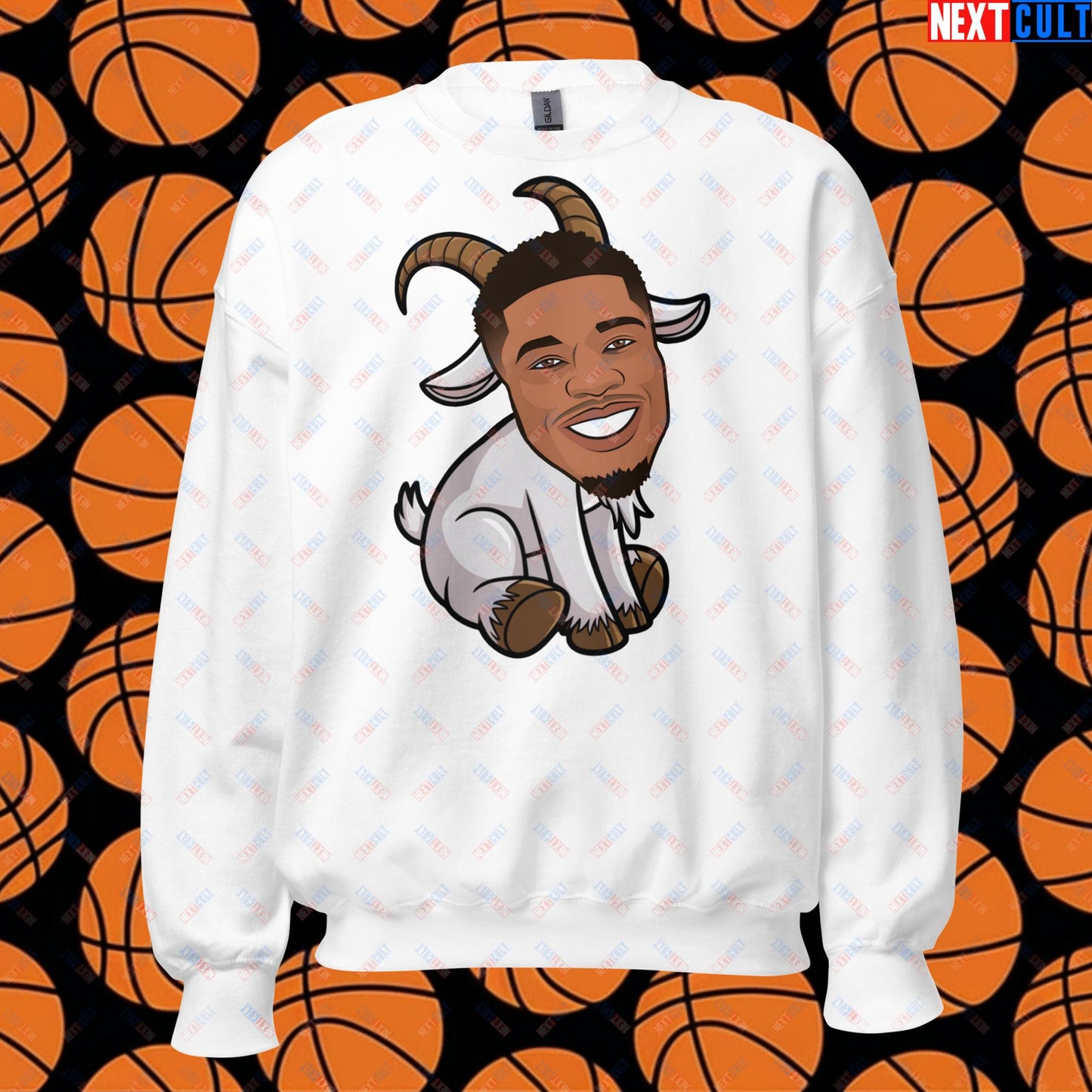 Giannis Antetokounmpo G.O.A.T. Sweatshirt - Funny Basketball Meme Jumper - Greatest of All Time Pullover for Basketball Fans - Perfect Gift for Giannis Fans Unisex Sweatshirt White Sweatshirts Basketball G.O.A.T. Giannis Antetokounmpo Milwaukee Bucks NBA Next Cult Brand