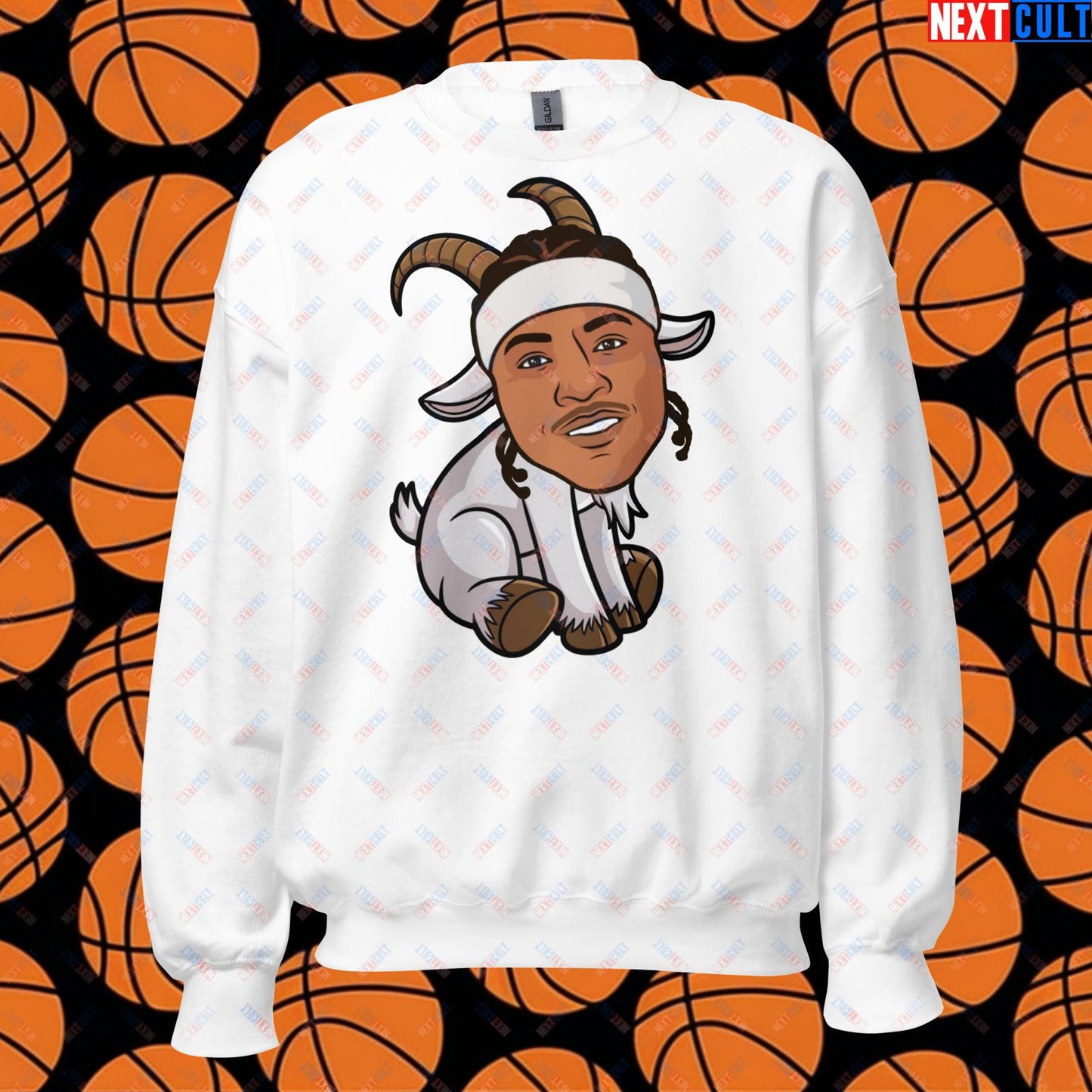 Carmelo Anthony G.O.A.T. Sweatshirt - Funny Basketball Meme Jumper - Greatest of All Time Carmelo Anthony Pullover - Perfect Gift for Basketball Fans Unisex Sweatshirt White Sweatshirts Basketball Carmelo Anthony Denver Nuggets G.O.A.T. NBA New York Knicks Next Cult Brand