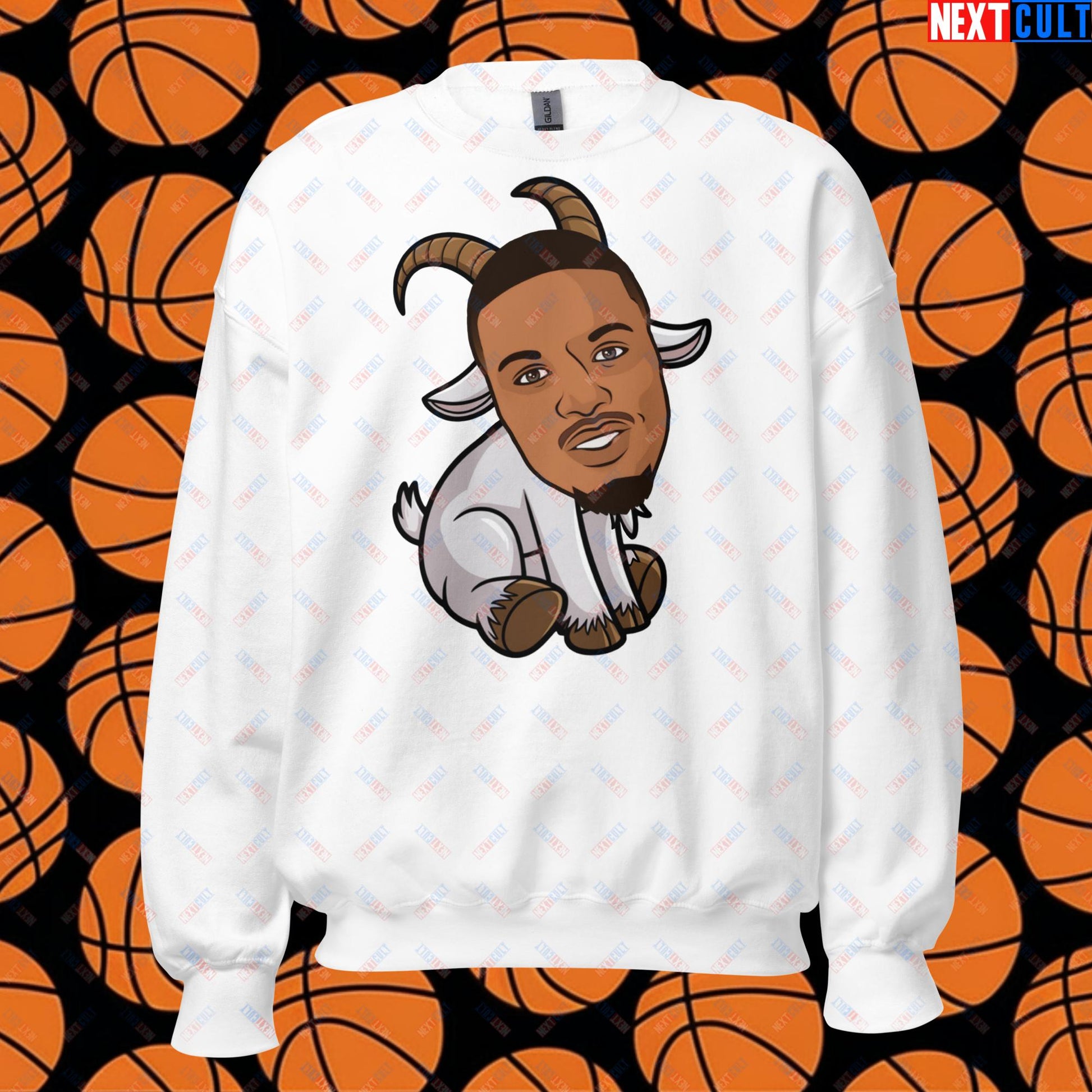 Damian Lillard G.O.A.T. Sweatshirt - Funny Basketball Meme Jumper - Greatest of All Time Pullover for Basketball Fans - Perfect Gift for Damian Lillard Fans Unisex Sweatshirt White Sweatshirts Basketball Damian Lillard G.O.A.T. Milwaukee Bucks NBA Portland Trail Blazers Next Cult Brand