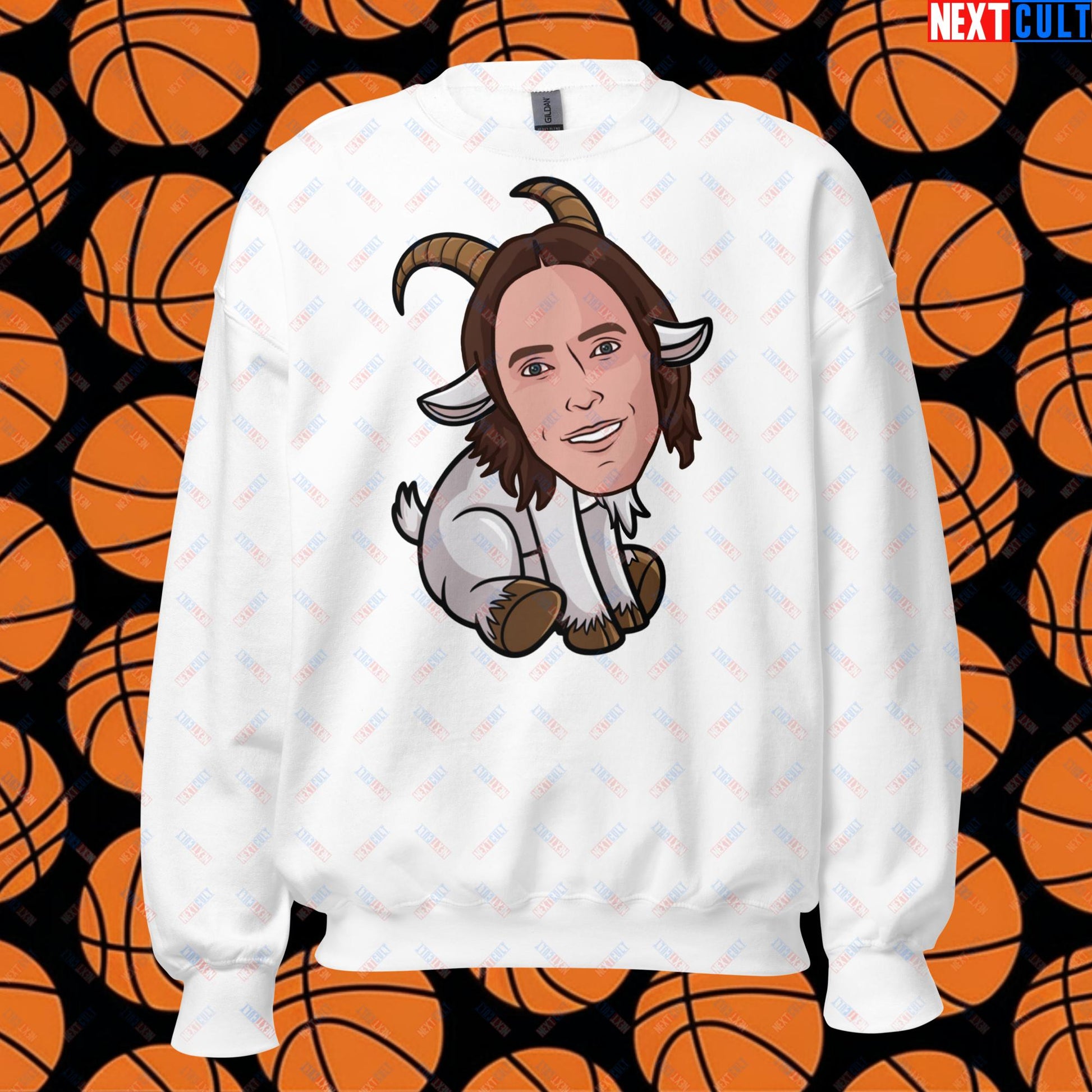 Steve Nash G.O.A.T. Sweatshirt - Funny Basketball Meme Jumper - Greatest of All Time Pullover for Basketball Fans - Perfect Gift for Steve Nash Fans Unisex Sweatshirt White Sweatshirts Basketball Dallas Mavericks G.O.A.T. NBA Phoenix Suns Steve Nash Next Cult Brand