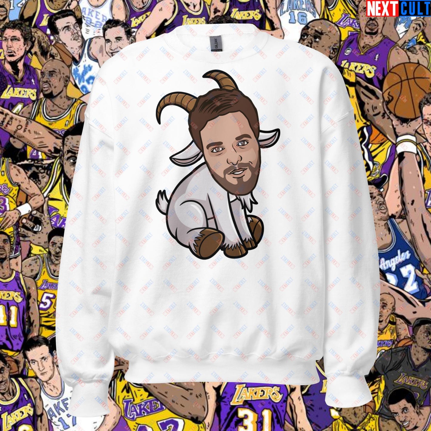 Pau Gasol G.O.A.T. Sweatshirt - Funny Basketball Meme Jumper - Greatest of All Time Pullover for Basketball Fans - Perfect Gift for Pau Gasol Fans Unisex Sweatshirt White Sweatshirts Basketball G.O.A.T. Los Angeles Lakers NBA Pau Gasol Next Cult Brand