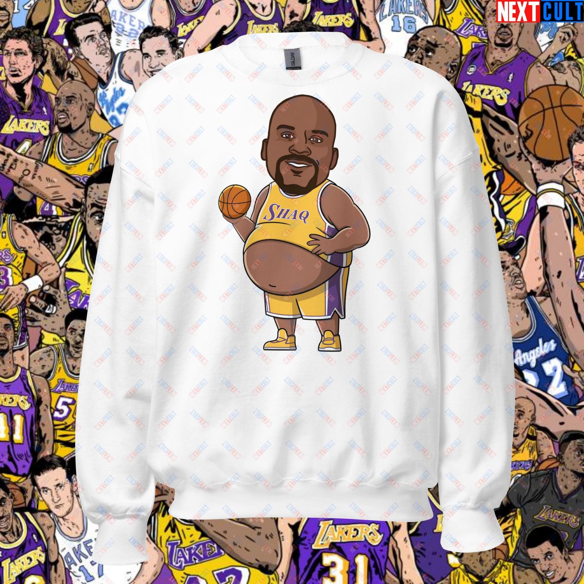 Fat Shaq Funny Basketball Meme Sweatshirt - Big Shaq Dominance Pullover for Basketball Fans - Perfect Gift for Shaq Fans Unisex Sweatshirt White Sweatshirts Basketball Los Angeles Lakers NBA Shaq Next Cult Brand