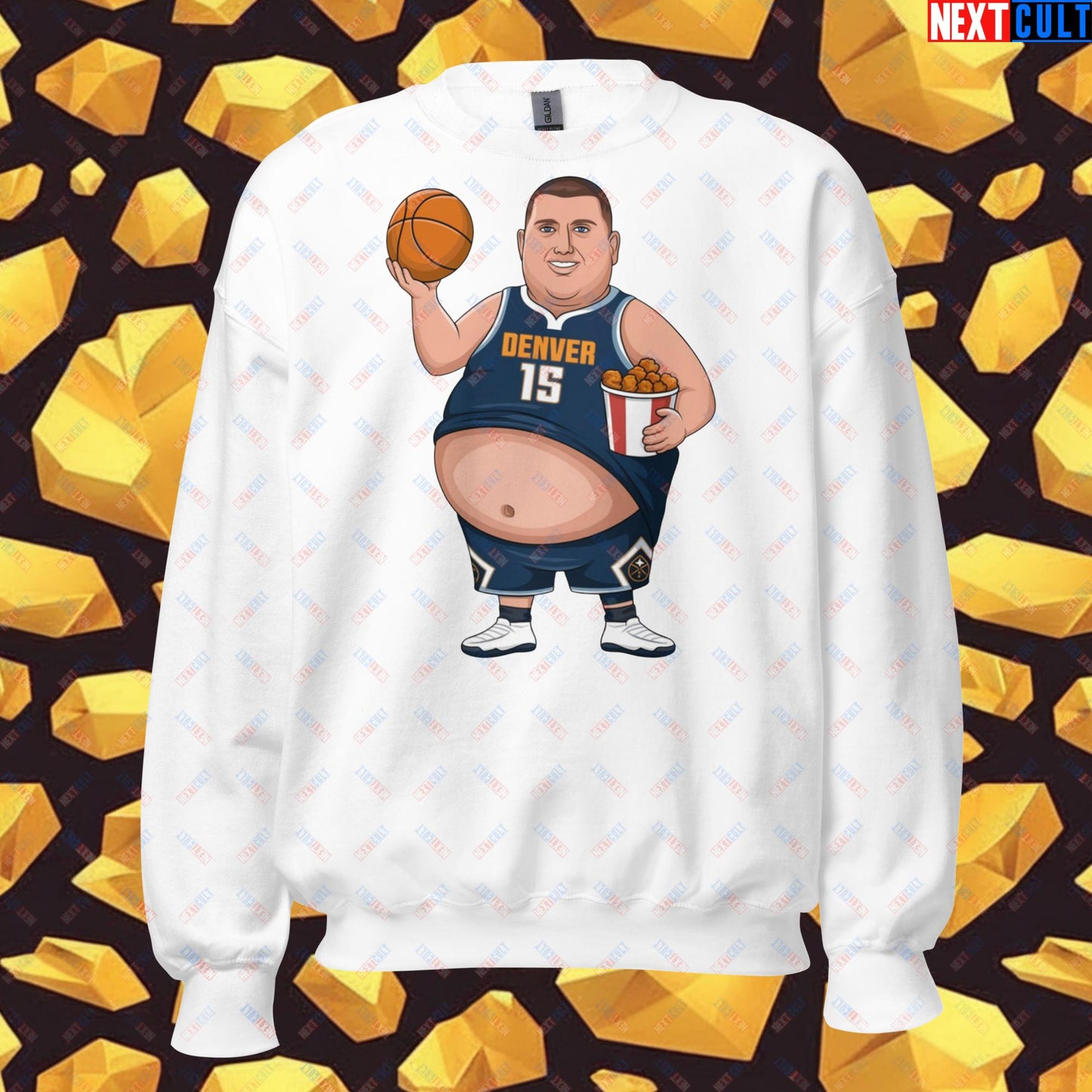 Fat Jokic Denver Nuggets Sweatshirt - Funny Basketball Meme Jumper - Big Jokic Dominance Pullover for Basketball Fans - Perfect Gift for Jokic Fans Unisex Sweatshirt White Sweatshirts Basketball Denver Nuggets NBA Nikola Jokic Next Cult Brand