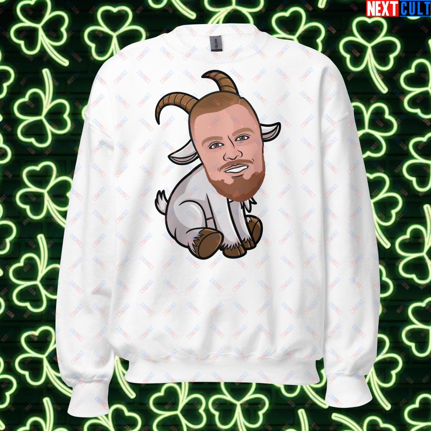 Kristaps Porzingis GOAT Sweatshirt - Funny Basketball Meme Jumper - Greatest of All Time Pullover for Boston Celtics and Latvia Fans - Perfect Gift for Porzingis Fans Unisex Sweatshirt White Sweatshirts Basketball Boston Celtics G.O.A.T. Kristaps Porzingis NBA Next Cult Brand