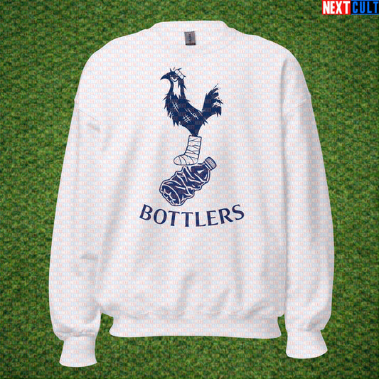 Bottlers FC Tottenham Hotspur Parody Sweatshirt, Funny Spursy Football Crewneck for London Banter White Sweatshirts Next Cult Brand