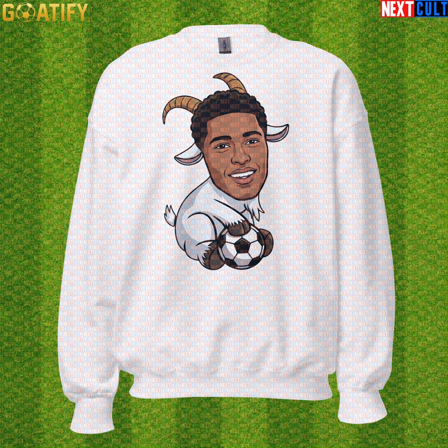 Jude Bellingham Sweatshirt – GOAT Football Crewneck for Madrid and England Supporters |  | ["Borussia Dortmund", "England", "Football", "Jude Bellingham", "Real Madrid", "Soccer"]