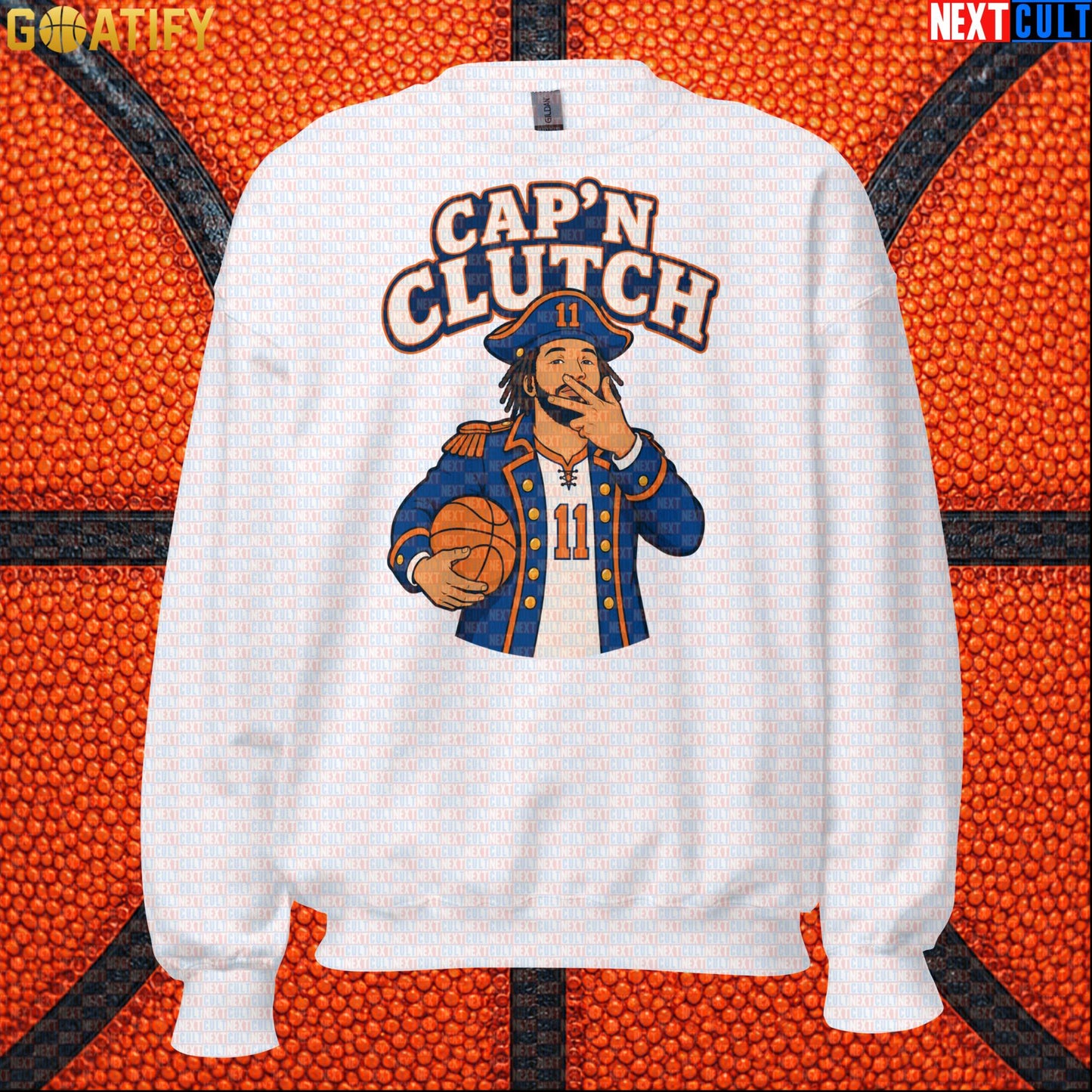 Jalen Brunson Sweatshirt – Captain Clutch Crewneck for Knicks Fans and Basketball Gifts White Next Cult Brand