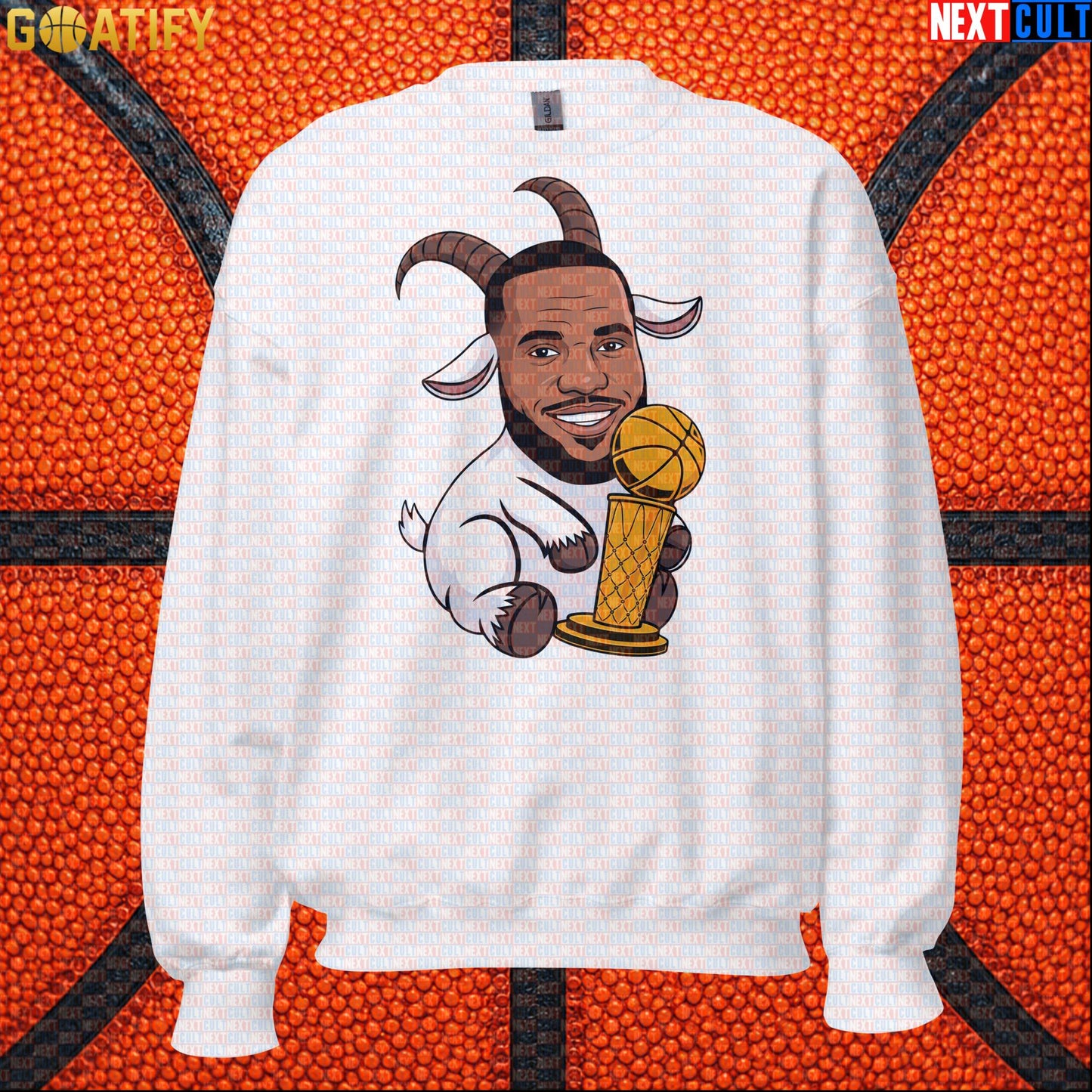 LeBron James Sweatshirt – LeGOAT Trophy Crewneck Gift for NBA Fans and Collectors |  | ["Basketball", "Cleveland Cavaliers", "LeBron James", "Los Angeles Lakers", "Miami Heat", "NBA"]