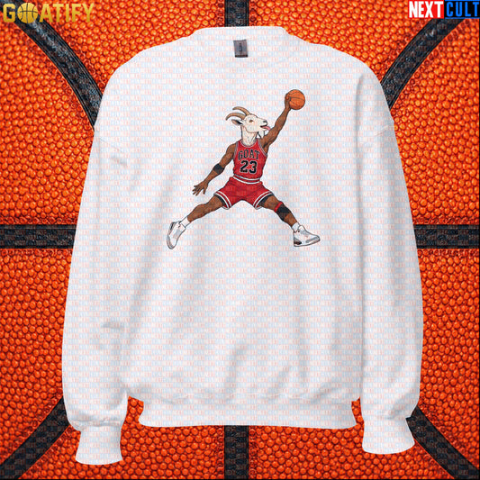 Michael Jordan Sweatshirt – Free Throw Line Dunk GOAT Crewneck for Chicago Bulls Fans White Sweatshirts Next Cult Brand