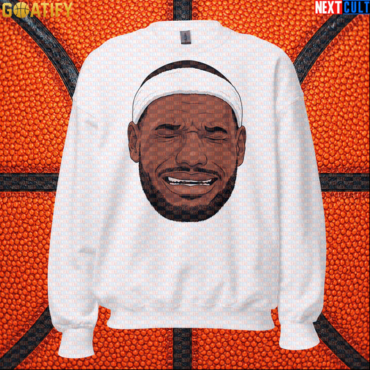 Crying LeBron Meme Sweatshirt – Funny NBA Basketball Crewneck Gift for Sports Fans White Sweatshirts Next Cult Brand