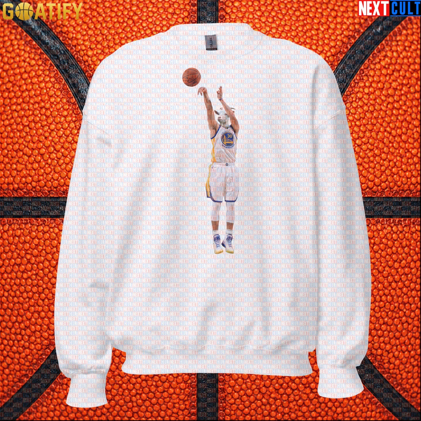 Sweatshirt Stephen Curry GOAT 3 Pointer Crewneck for Warriors Fans NBA Basketball Gift White Sweatshirts Next Cult Brand