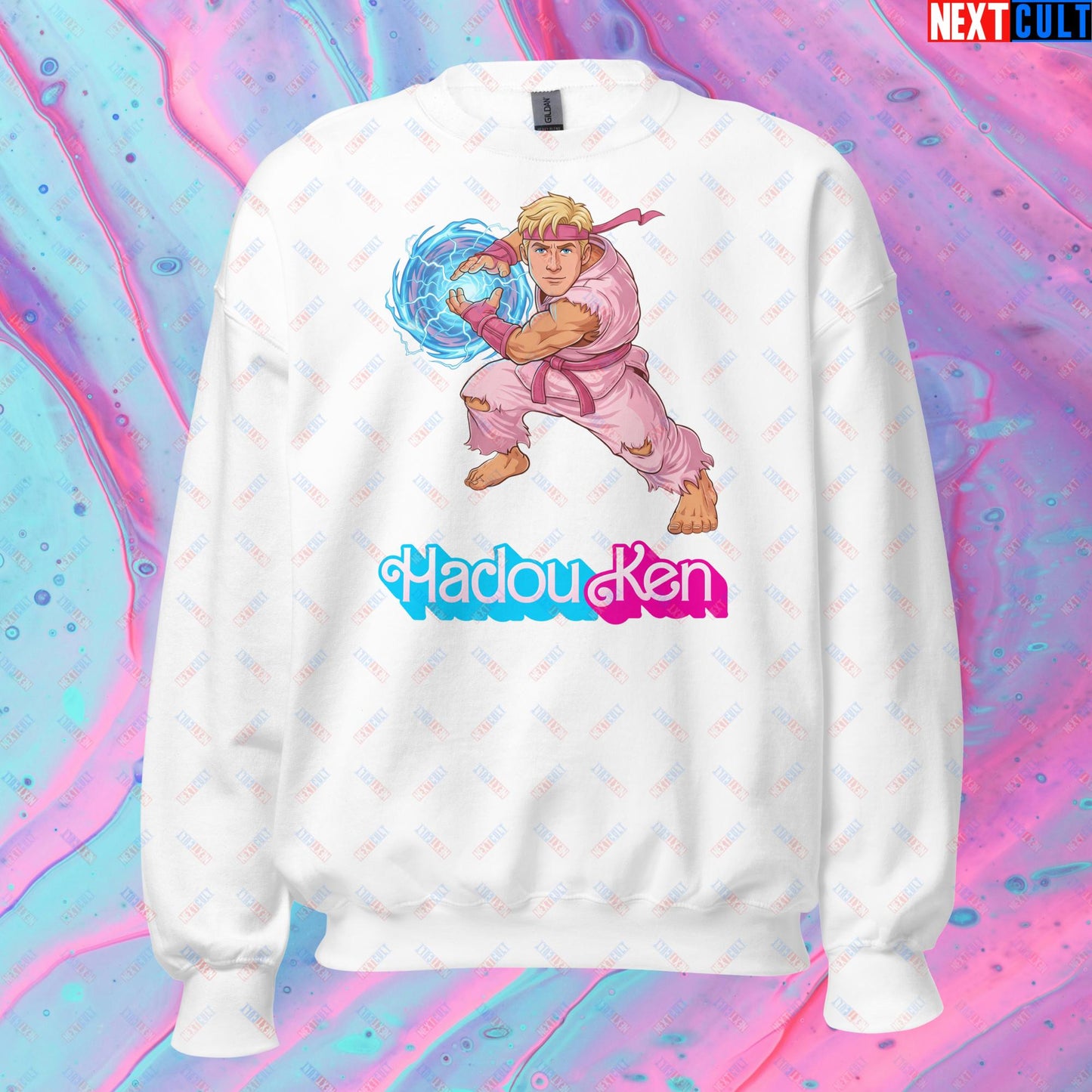 Hadouken Ken Barbie Ryan Gosling Street Fighter Funny Unisex Sweatshirt White Sweatshirts Next Cult Brand