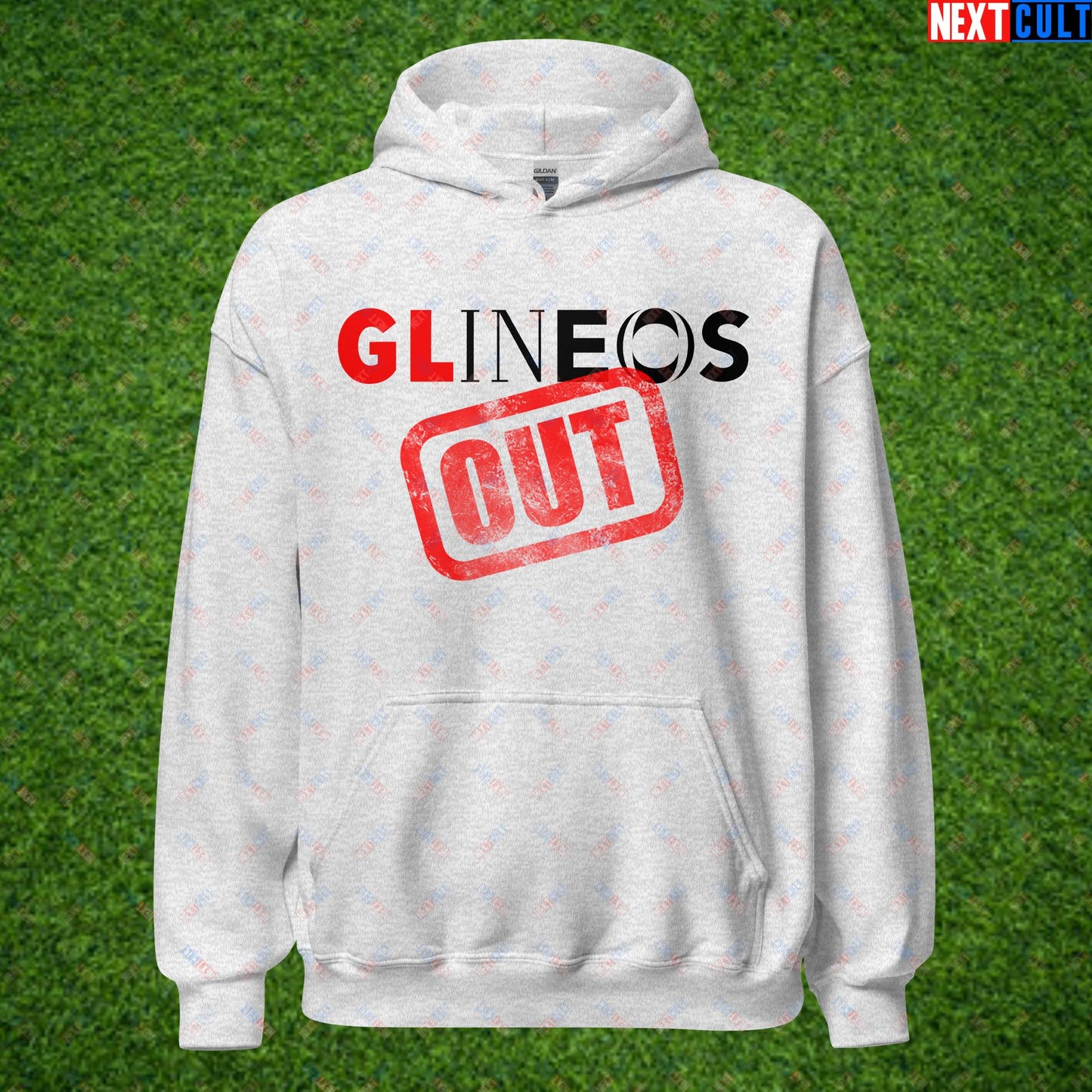 GLINEOS OUT Manchester United Fans Protest Against Glazers, Ineos and Ratcliffe Unisex Hoodie Ash Hoodies Football GlazersOut Manchester United RatcliffeOut Next Cult Brand