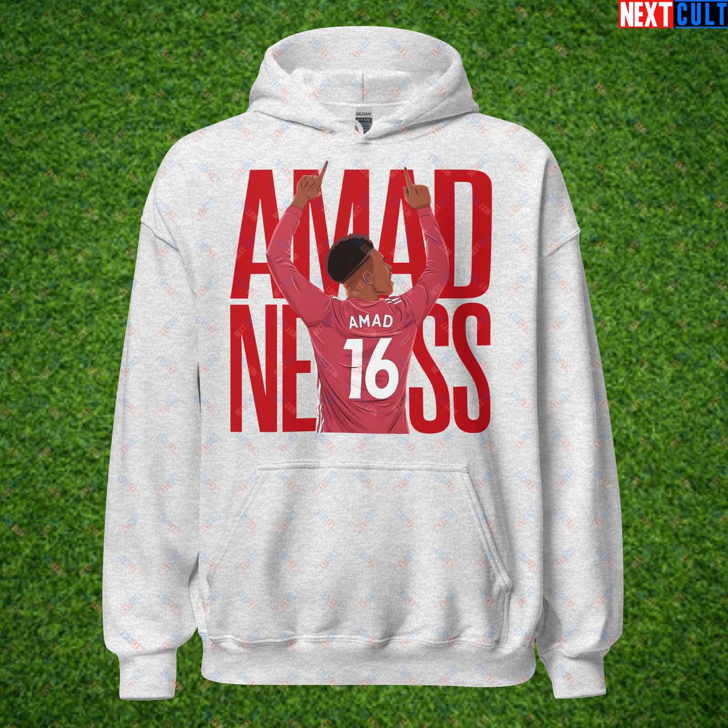 AMADNESS Amad Diallo Manchester United Funny Meme Cartoon Unisex Hoodie Ash Hoodies Football Manchester United Next Cult Brand