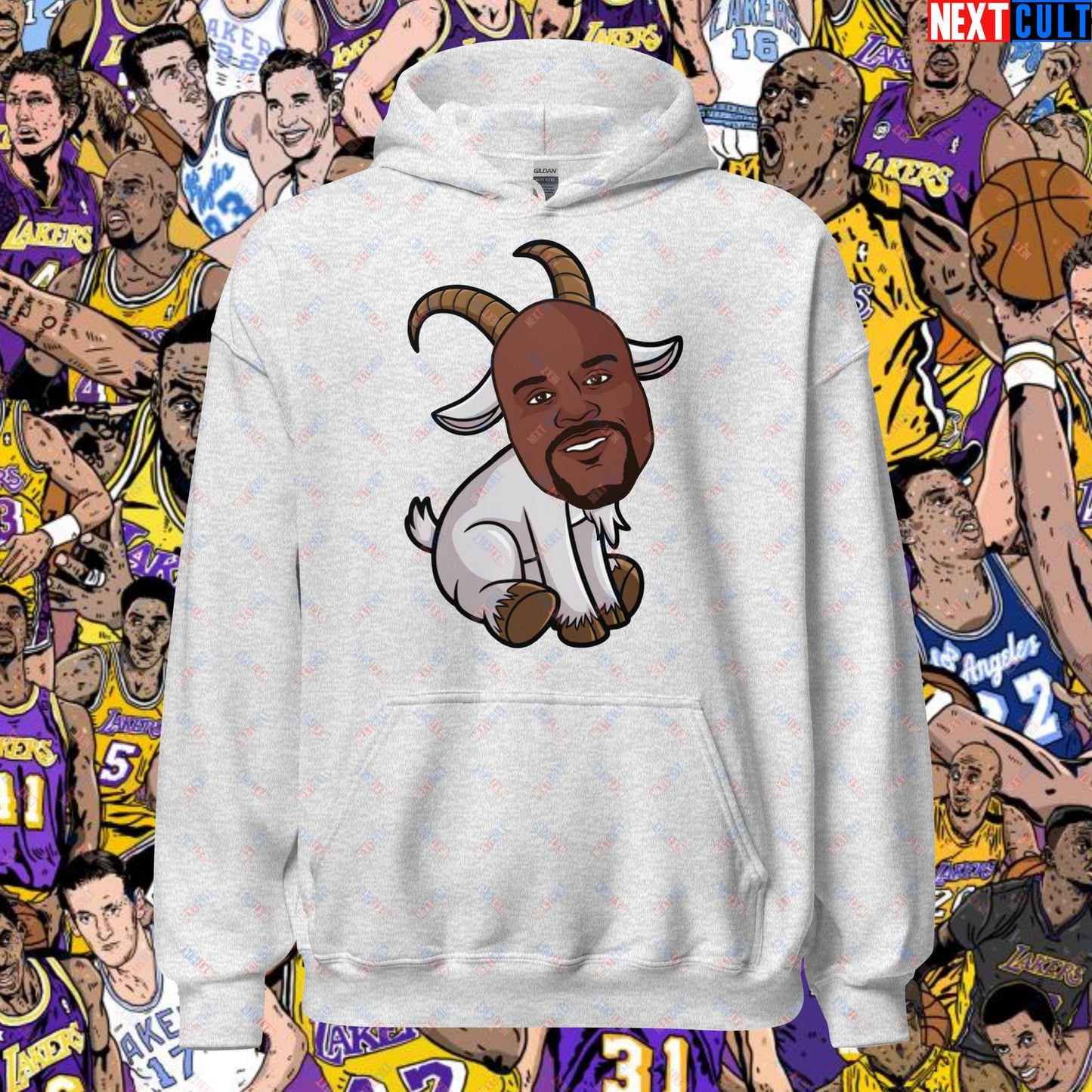 Shaquille O’Neal GOAT Hoodie - Shaq Basketball Meme Sweatshirt - Greatest of All Time NBA Funny Cartoon Pullover for Basketball Fans - Perfect Gift for Shaq Lovers Unisex Hoodie Ash Hoodies Basketball G.O.A.T. Los Angeles Lakers NBA Orlando Magic Shaq Next Cult Brand