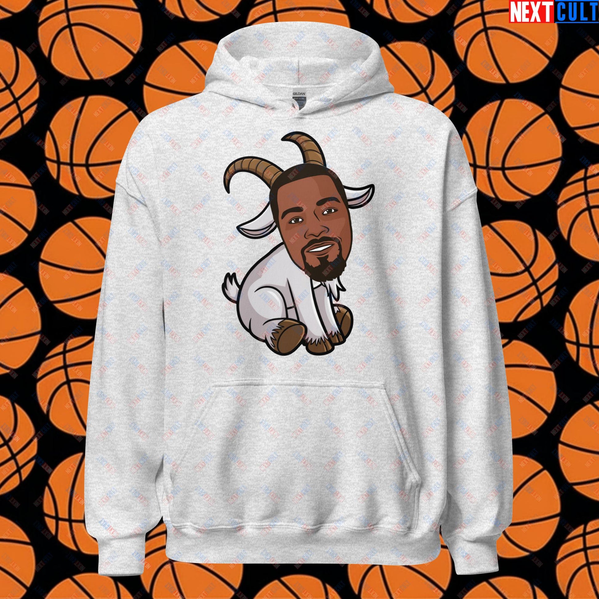 Kevin Durant G.O.A.T. Hoodie - Funny Basketball Meme Sweatshirt - Greatest of All Time Pullover for Basketball Fans - Perfect Gift for Durant Fans Unisex Hoodie Ash Hoodies Basketball G.O.A.T. Golden State Warriors Kevin Durant NBA Oklahoma City Thunder Phoenix Suns Next Cult Brand